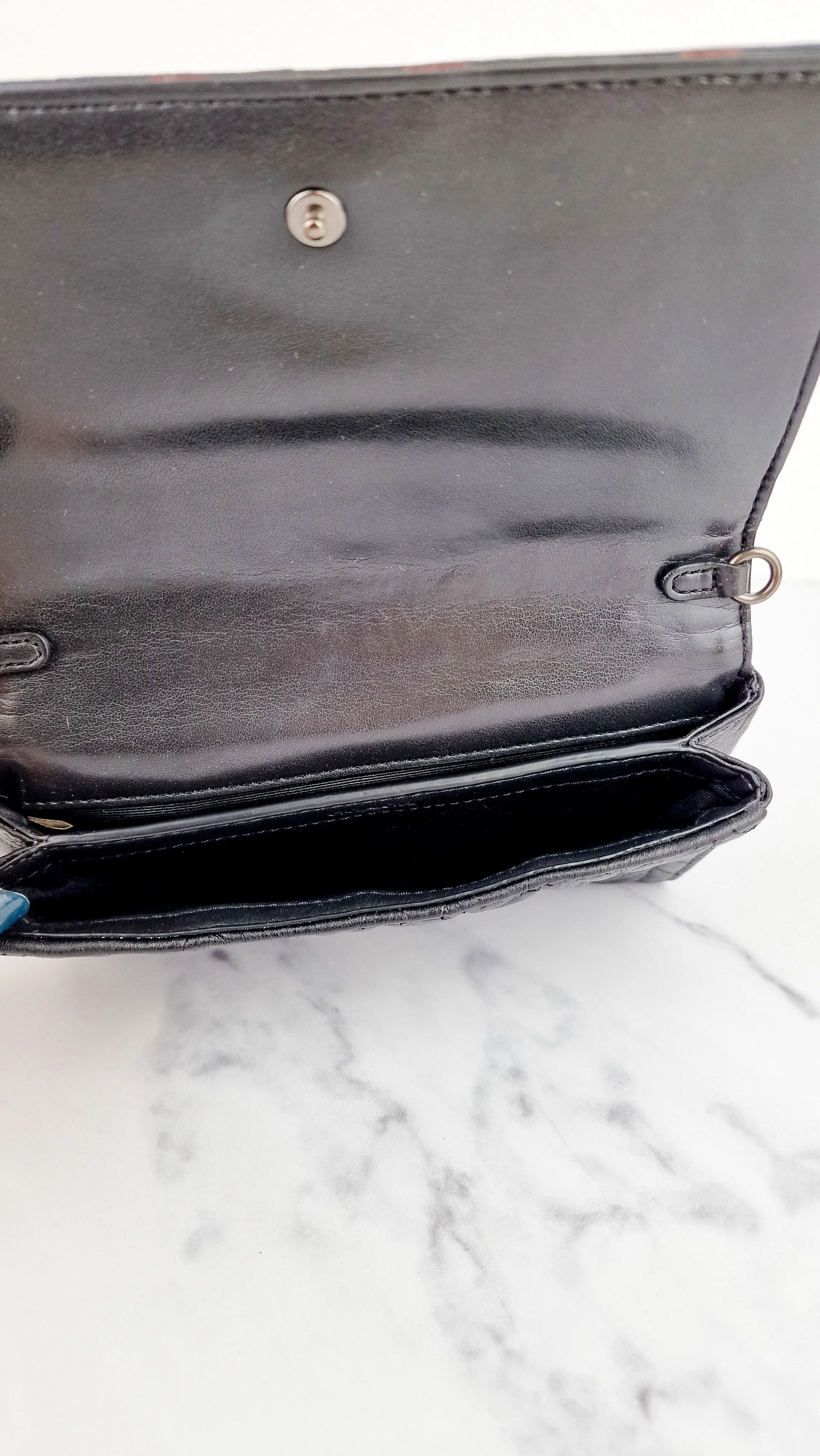 Coach Chevron Quilted Leather Crossbody Wallet Clutch Bag Black Metallic - Coach F38681