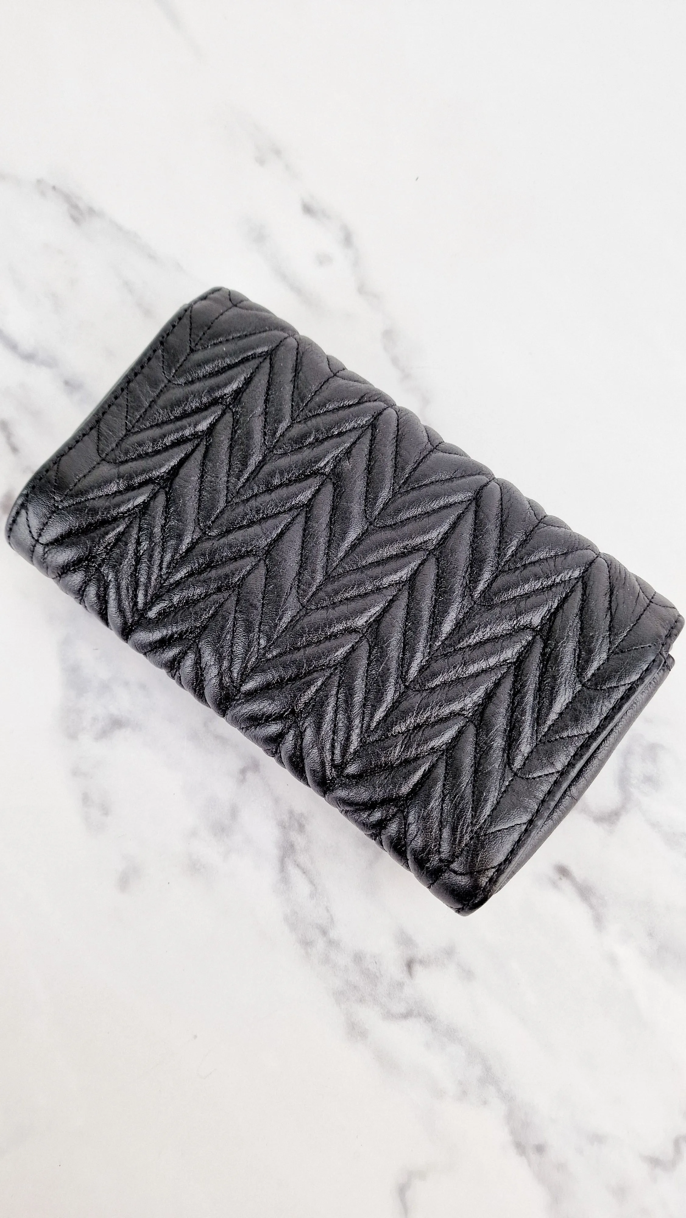 Coach Chevron Quilted Leather Crossbody Wallet Clutch Bag Black Metallic - Coach F38681