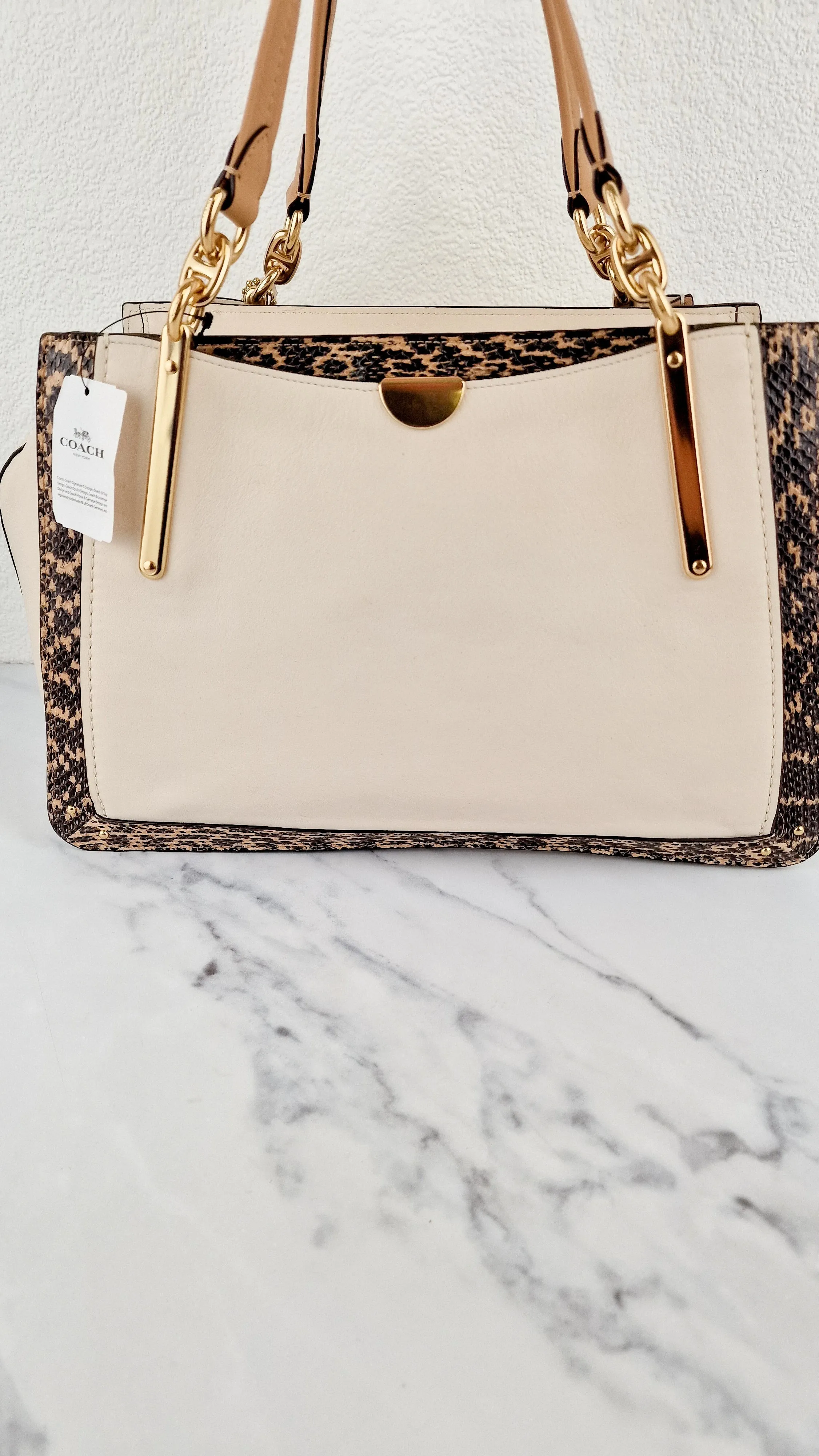 Coach Dreamer 36 in Chalk Leather with Snakeskin Trim - Handbag Crossbody Bag - Coach 31645