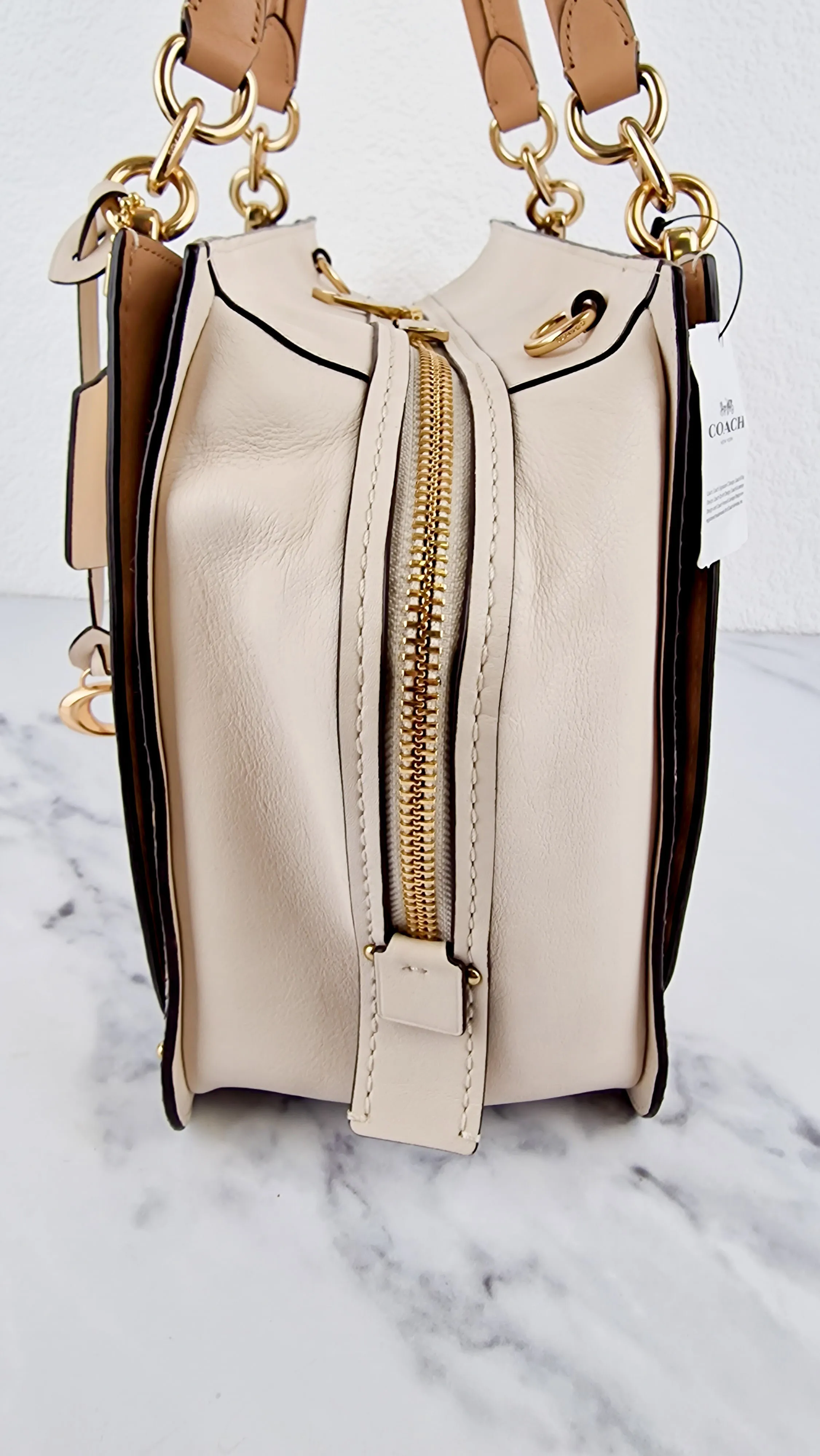 Coach Dreamer 36 in Chalk Leather with Snakeskin Trim - Handbag Crossbody Bag - Coach 31645