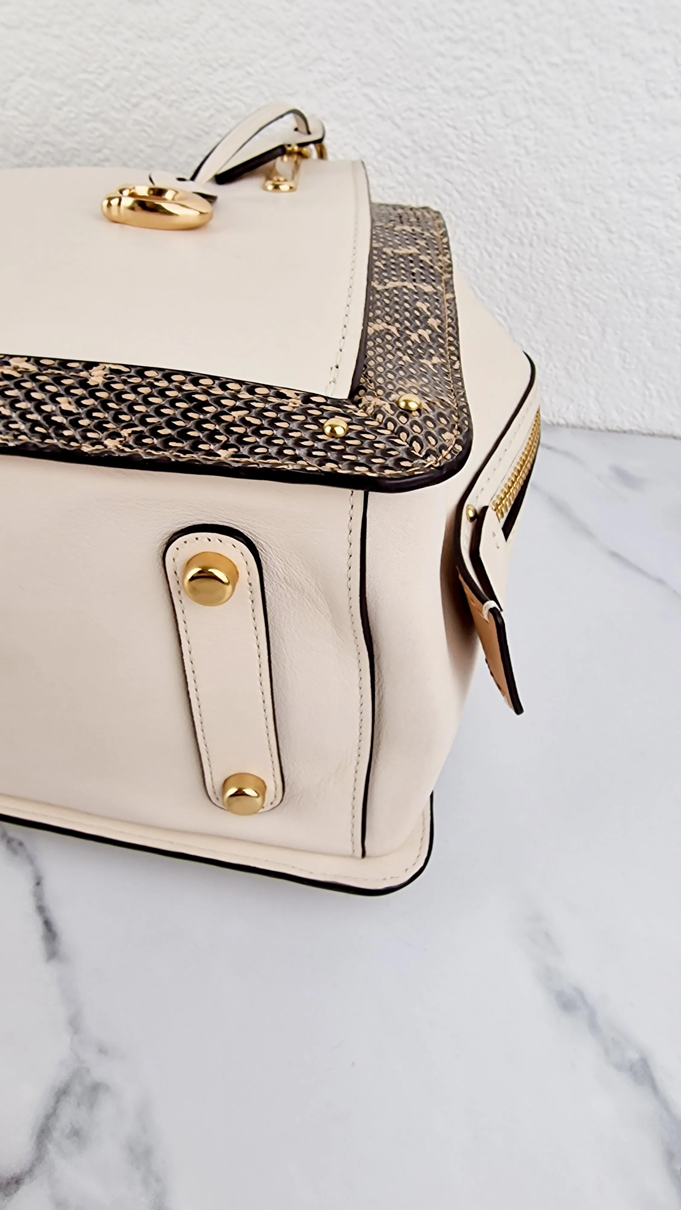 Coach Dreamer 36 in Chalk Leather with Snakeskin Trim - Handbag Crossbody Bag - Coach 31645