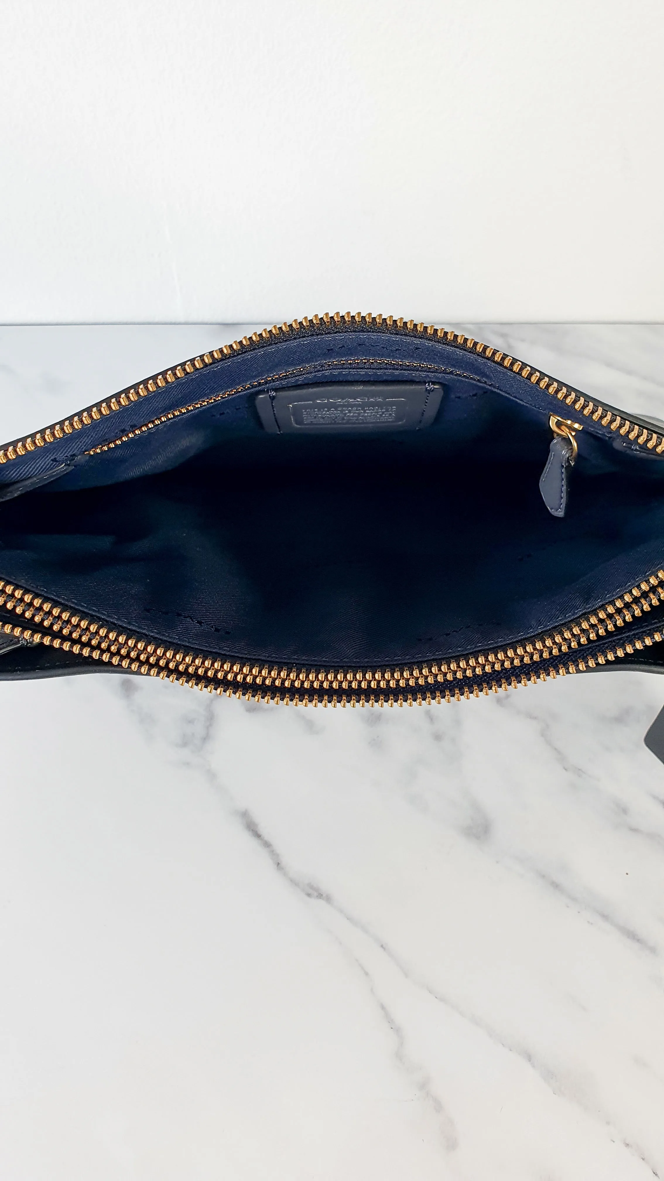 Coach Dreamer Shoulder Bag Crossbody in Black and Blue with Whipstitch and Snakeskin - Mixed Leather & Suede - Sample Bag