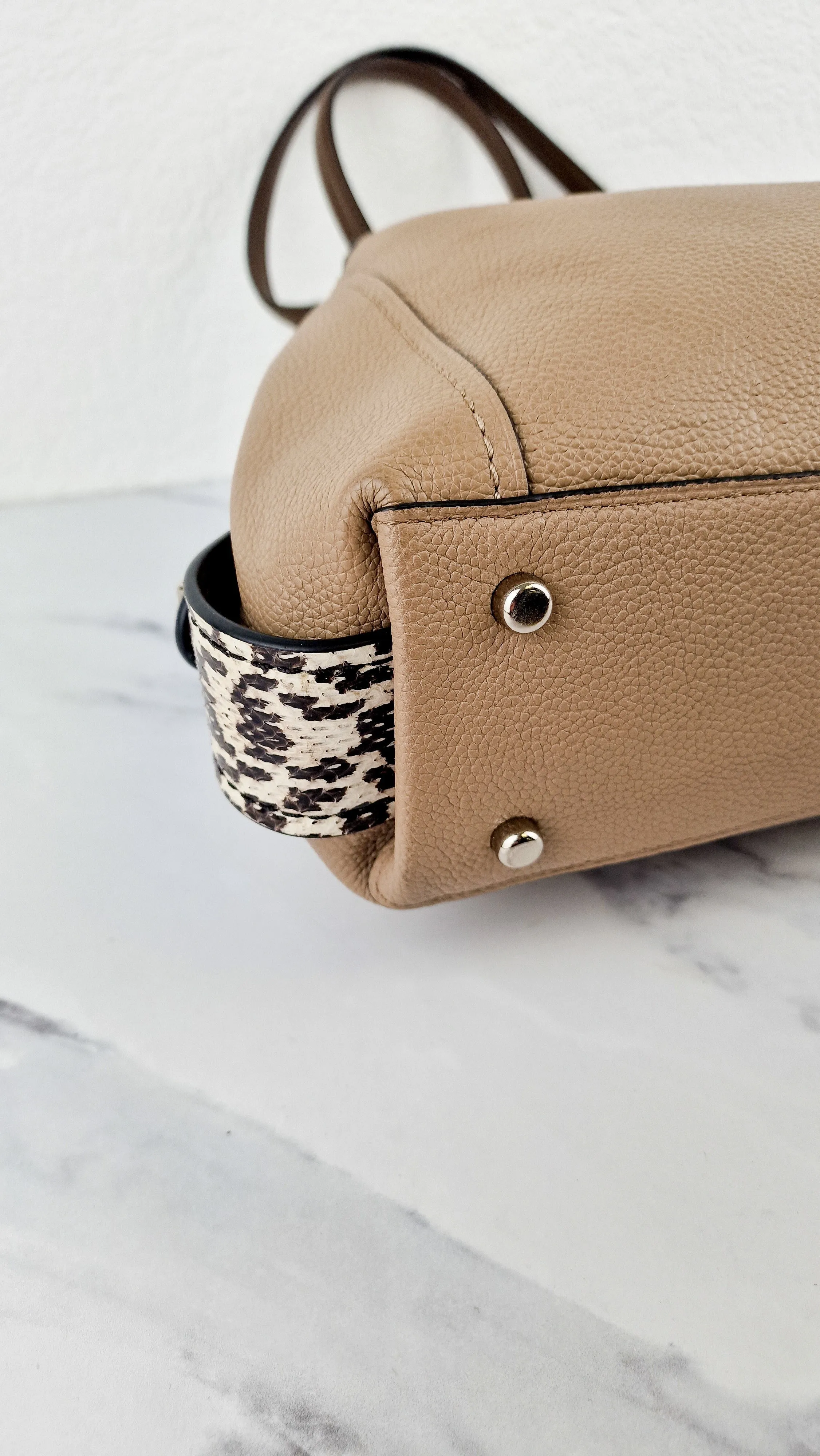 Coach Edie 31 in Stone Taupe with Snakeskin Colorblock Pebble Leather - Shoulder Bag Coach 57670