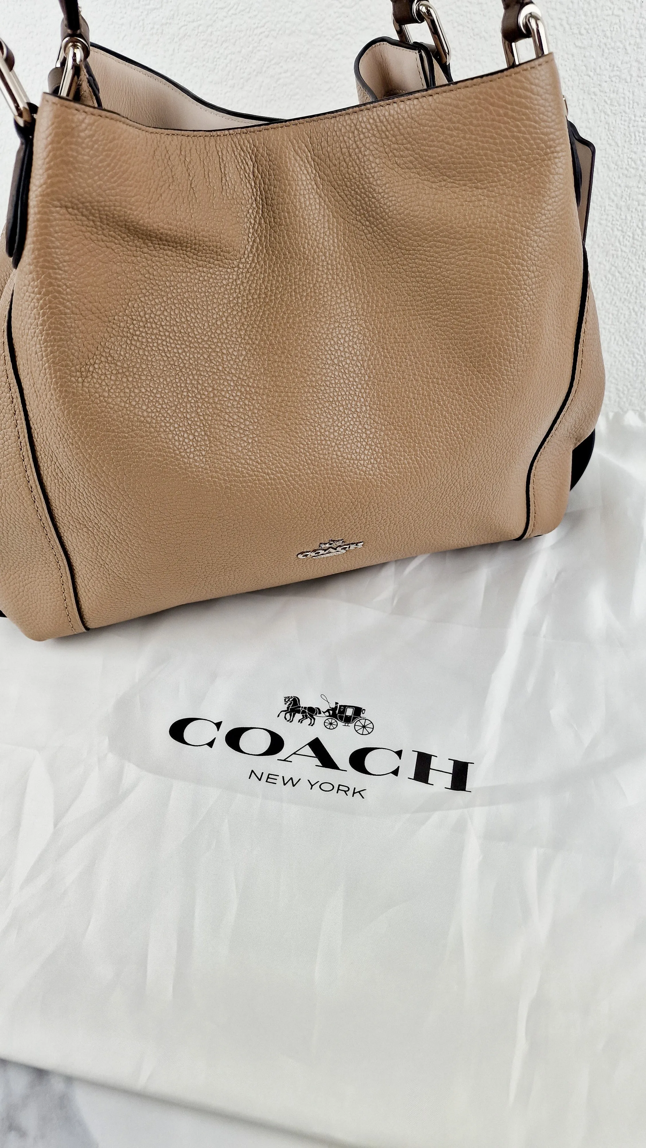 Coach Edie 31 in Stone Taupe with Snakeskin Colorblock Pebble Leather - Shoulder Bag Coach 57670
