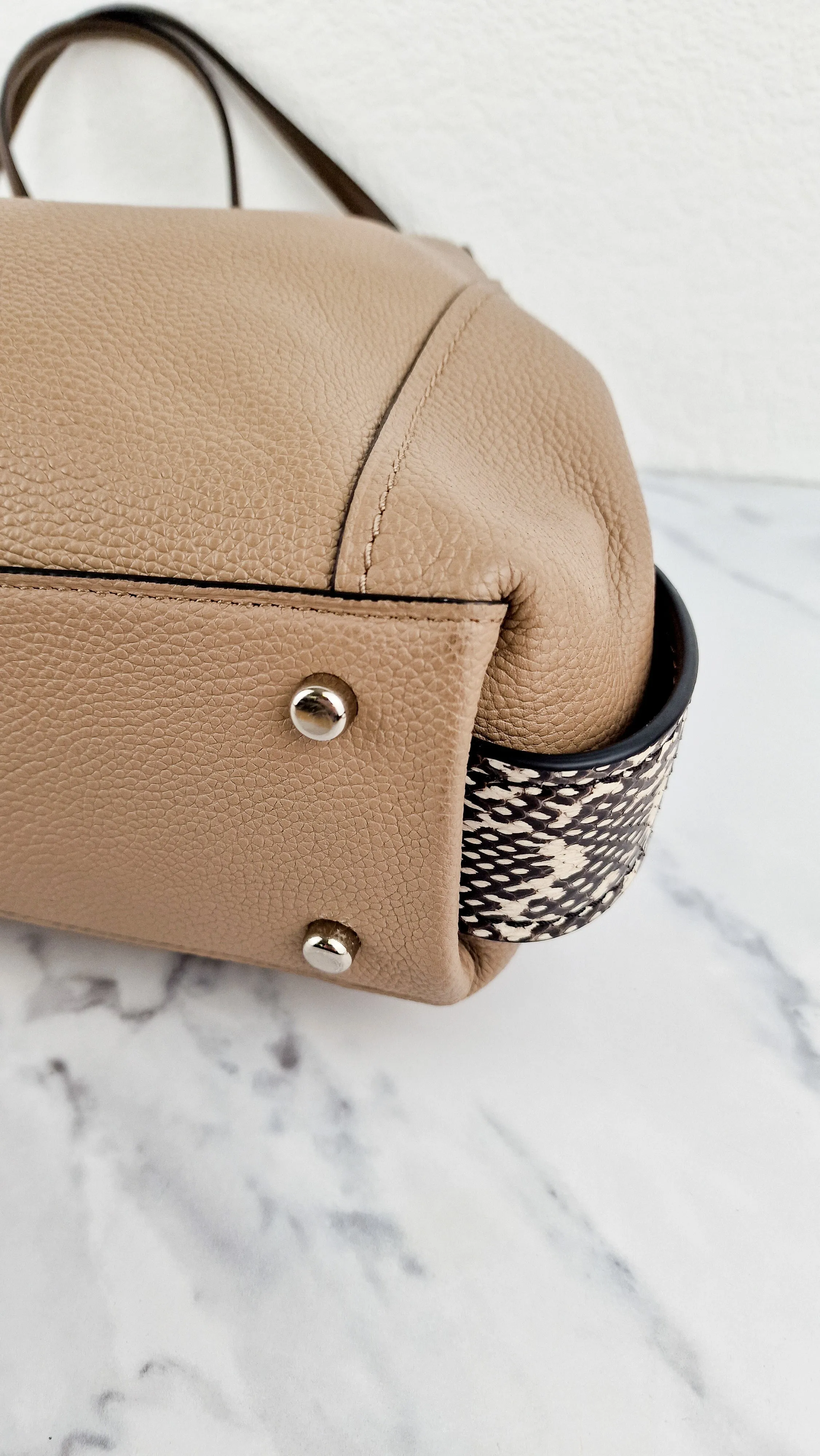 Coach Edie 31 in Stone Taupe with Snakeskin Colorblock Pebble Leather - Shoulder Bag Coach 57670