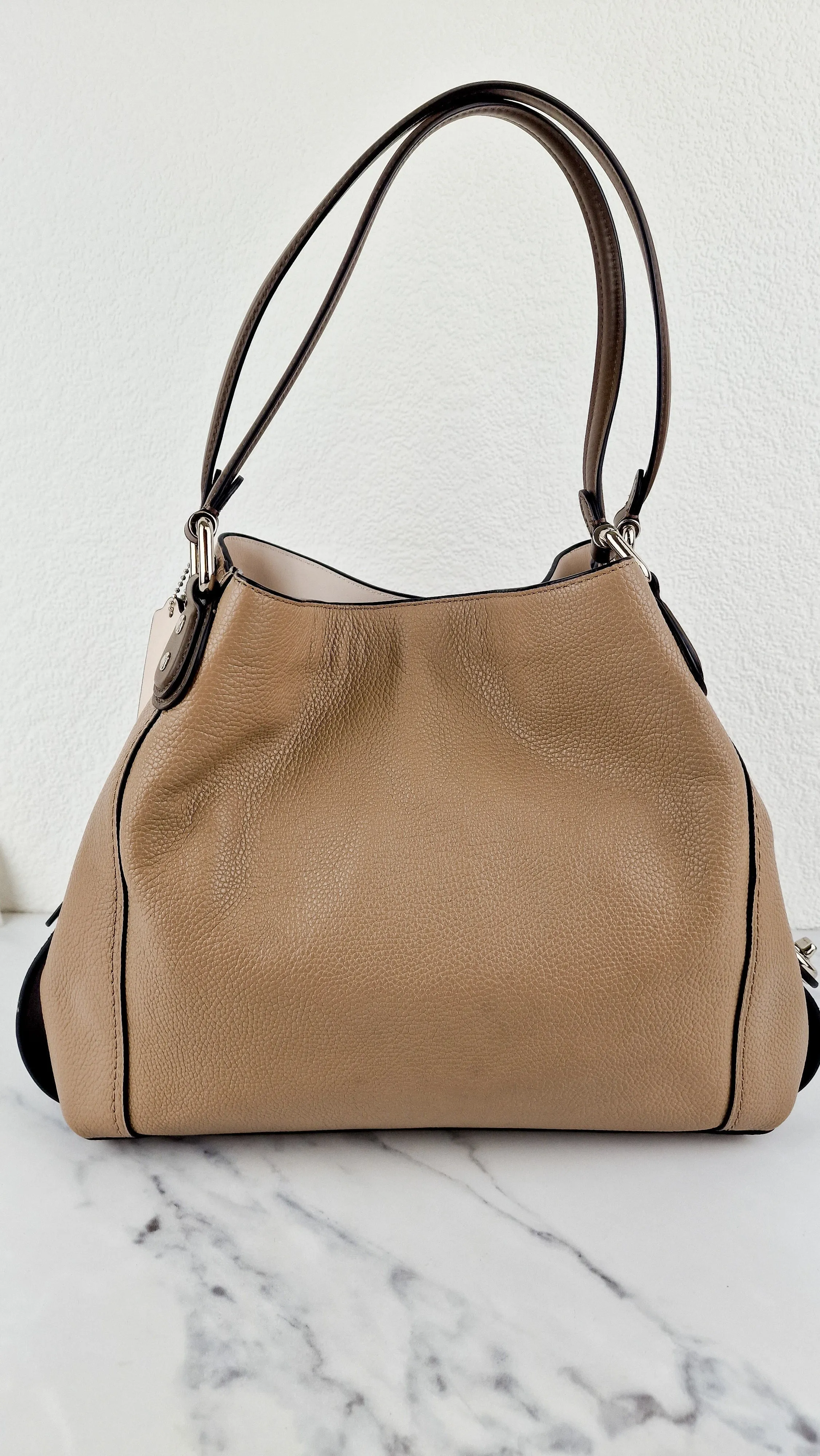 Coach Edie 31 in Stone Taupe with Snakeskin Colorblock Pebble Leather - Shoulder Bag Coach 57670