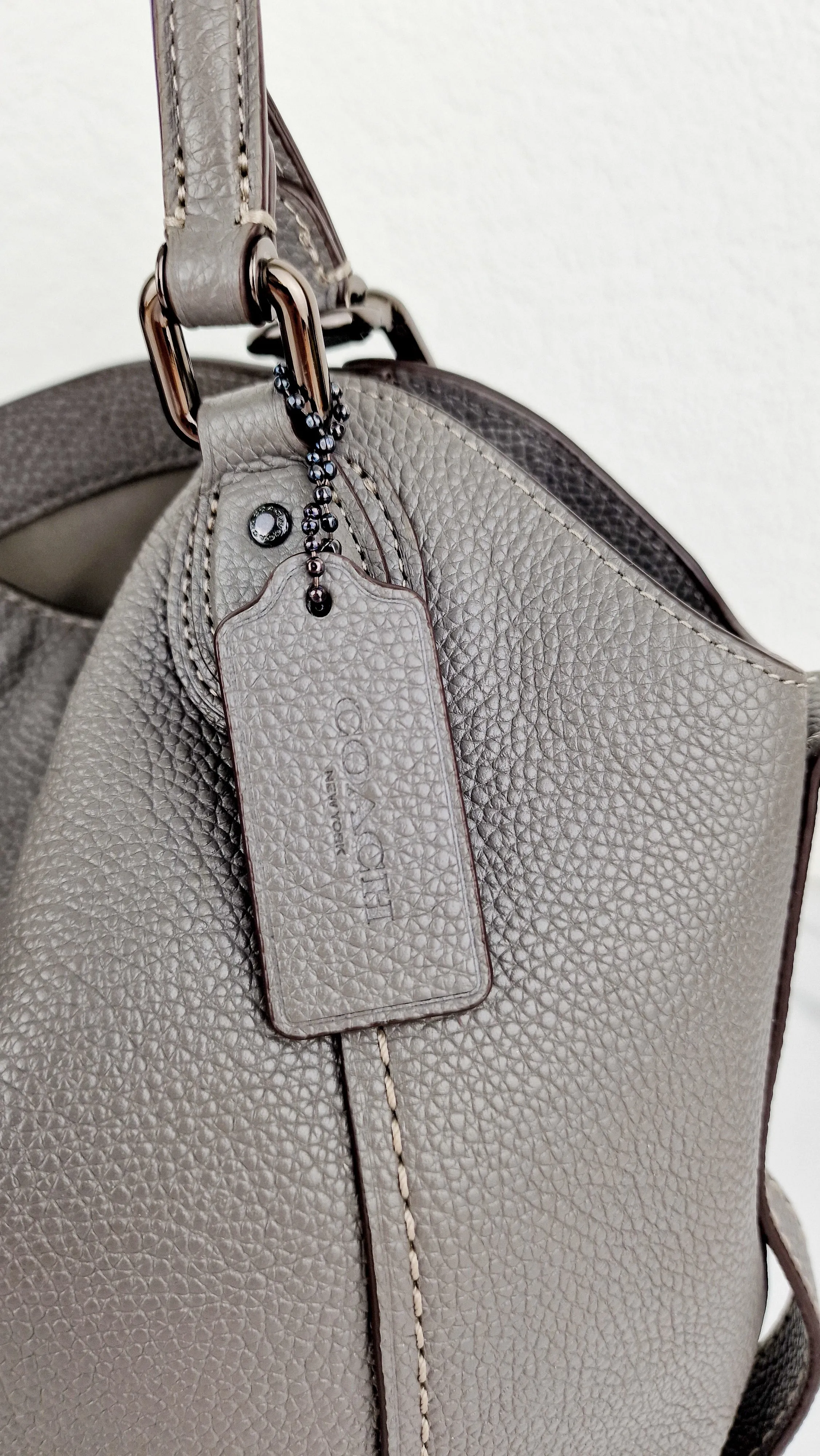 Coach Edie Shoulder Bag 28 in Grey Pebble Leather - Handbag Coach 57124