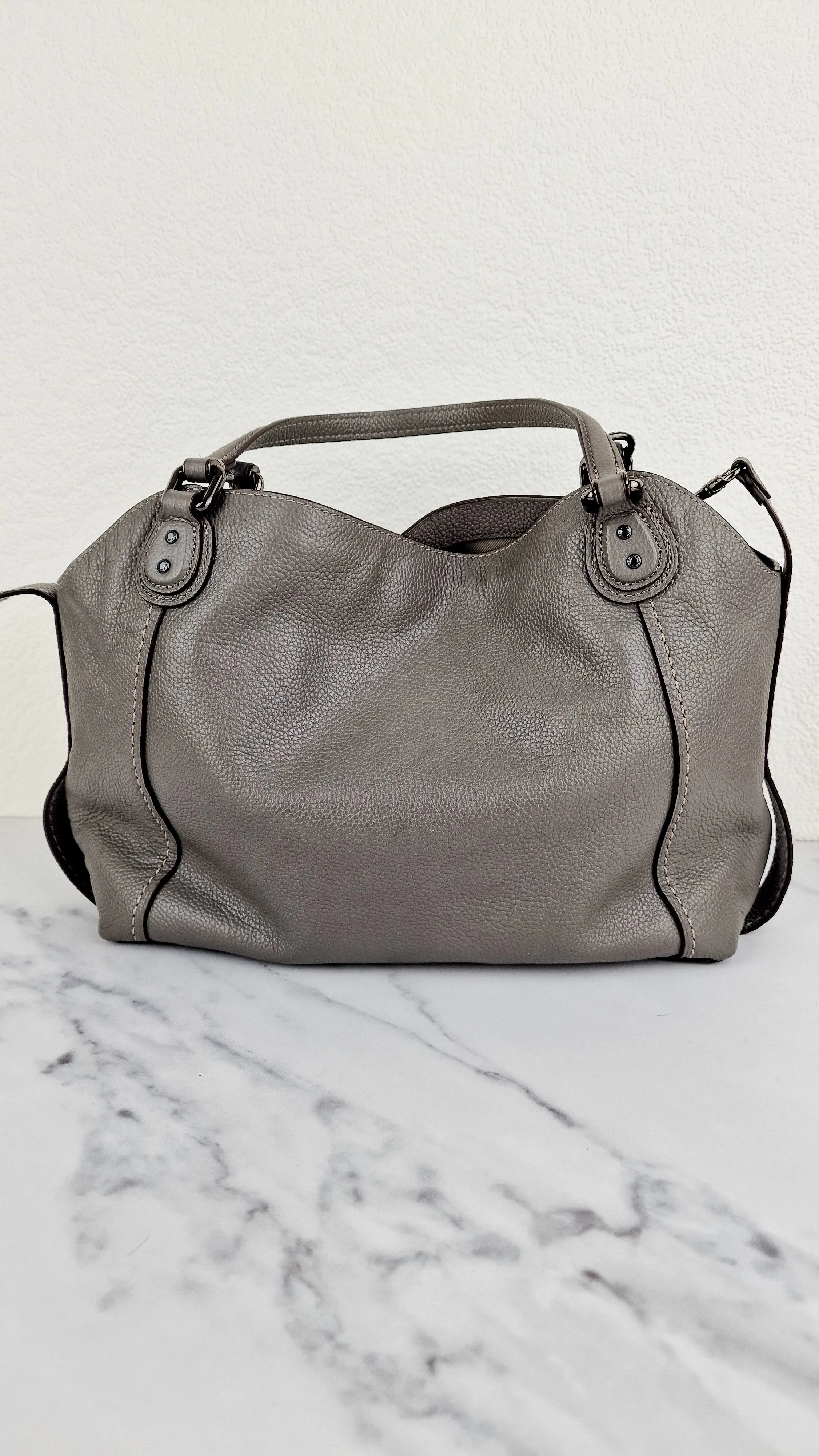 Coach Edie Shoulder Bag 28 in Grey Pebble Leather - Handbag Coach 57124