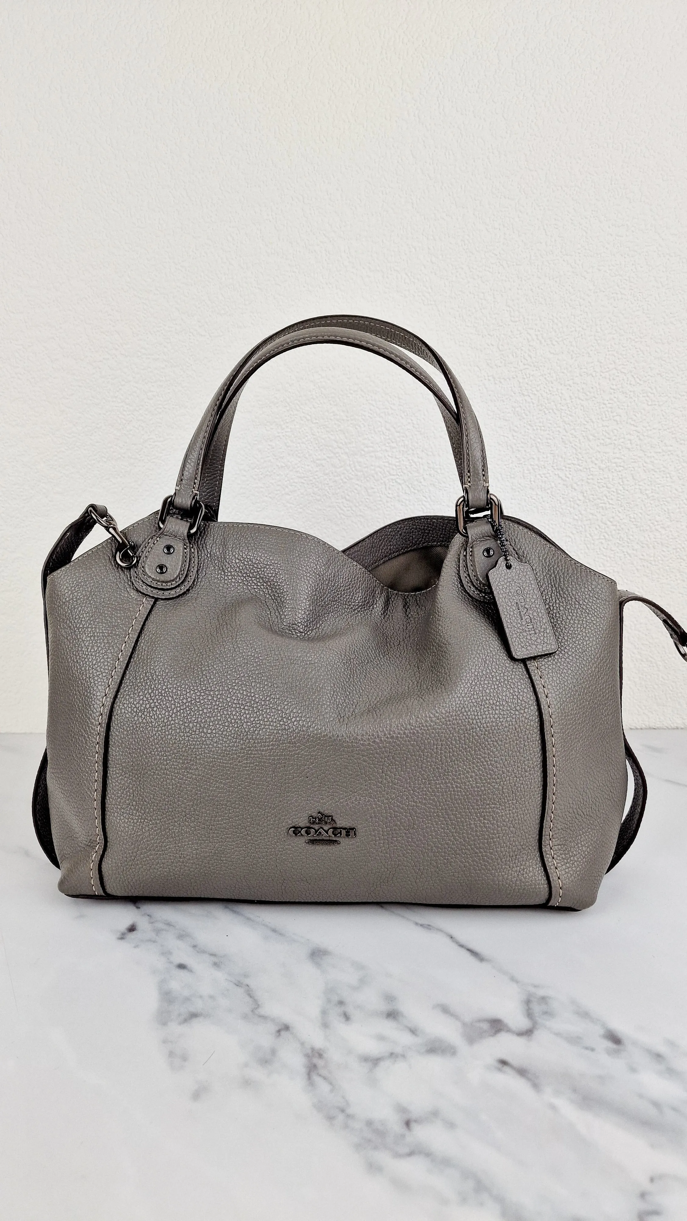 Coach Edie Shoulder Bag 28 in Grey Pebble Leather - Handbag Coach 57124