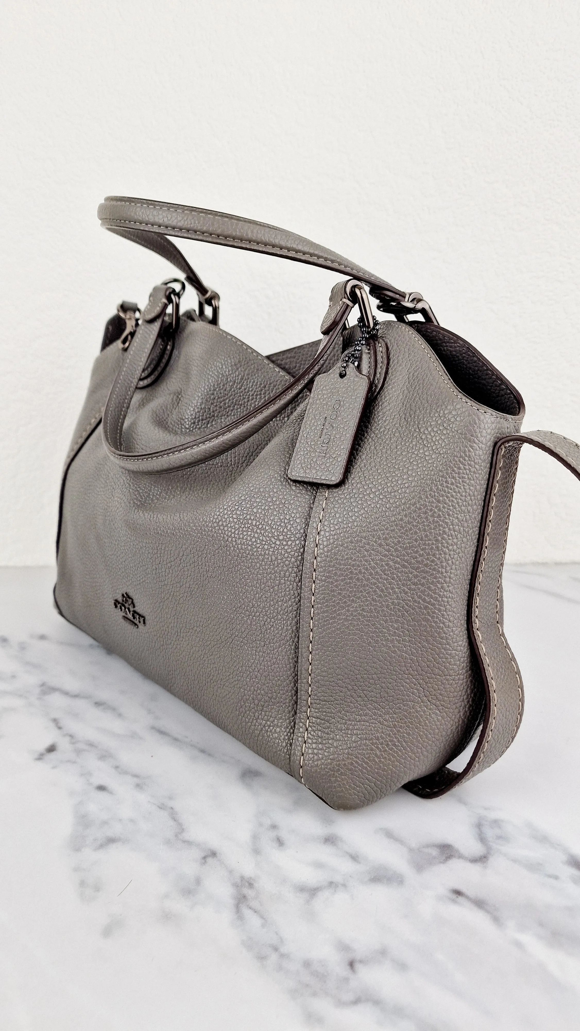 Coach Edie Shoulder Bag 28 in Grey Pebble Leather - Handbag Coach 57124