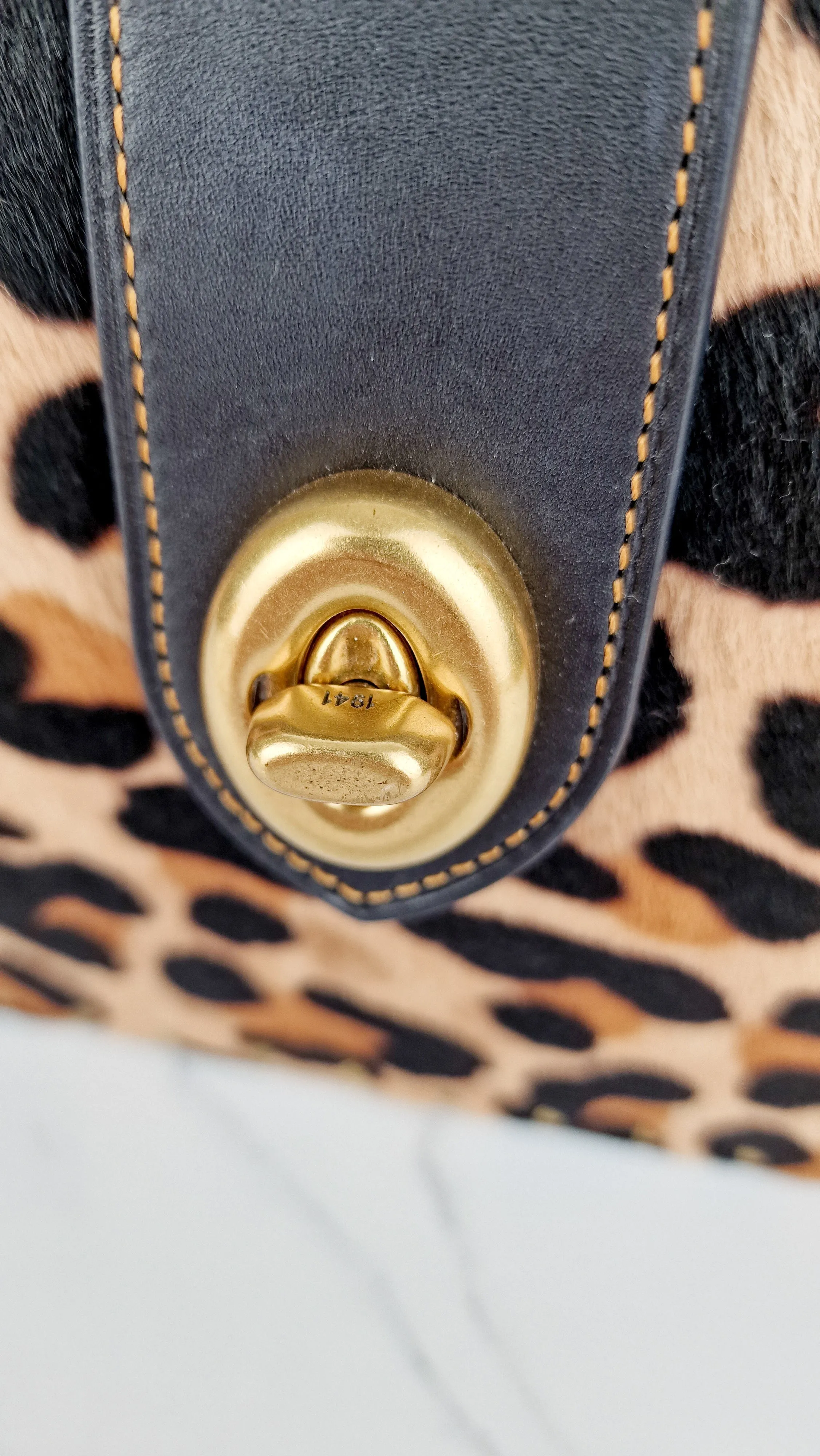 Coach Page 27 With Leopard Print Calfhair & Border Rivets - 1941 Bag Smooth Black Leather - Coach 32870