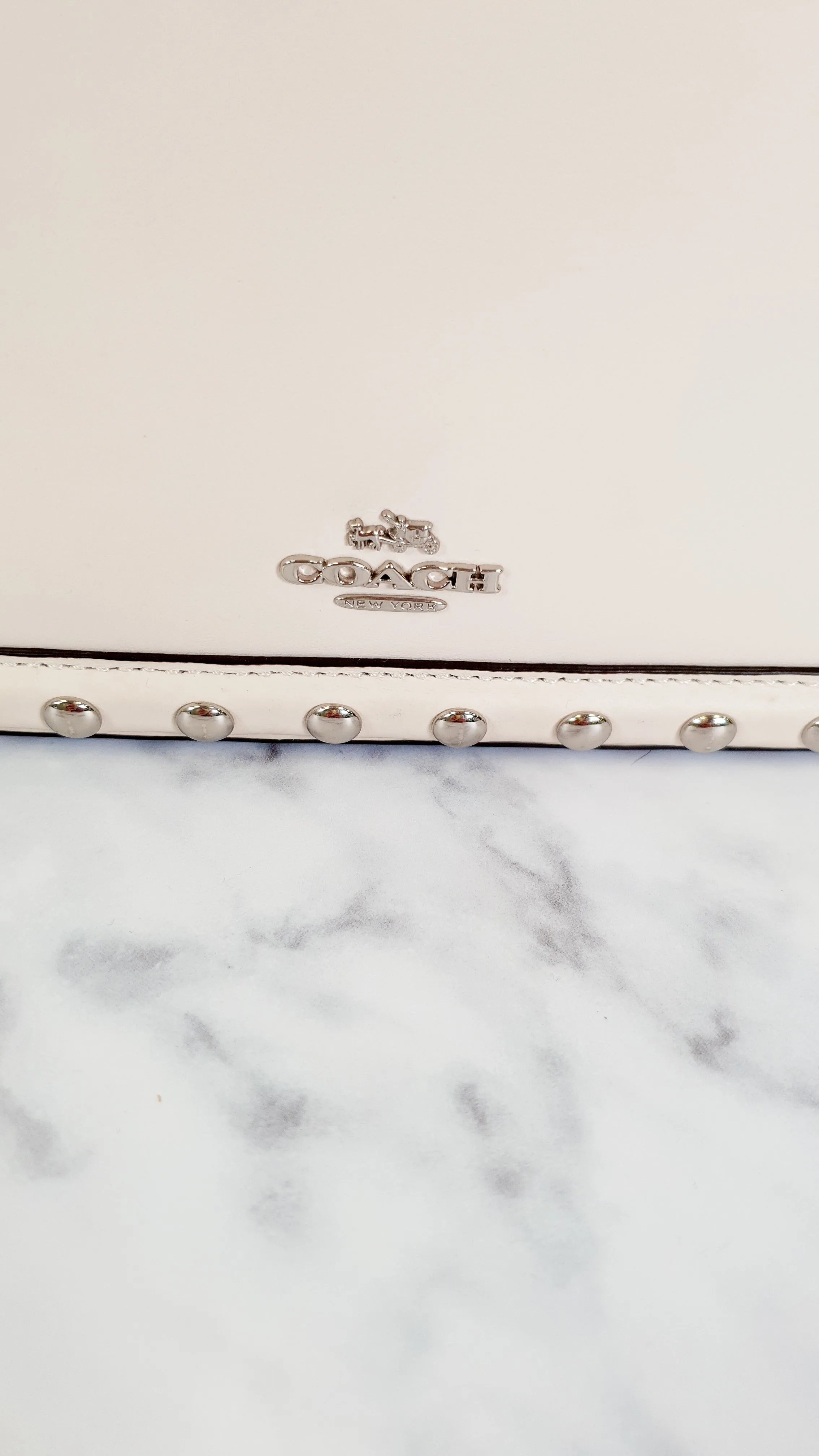 Coach Page Crossbody Bag in Chalk Smooth Leather With Western Rivets and Snakeskin - Handbag - Coach 86731