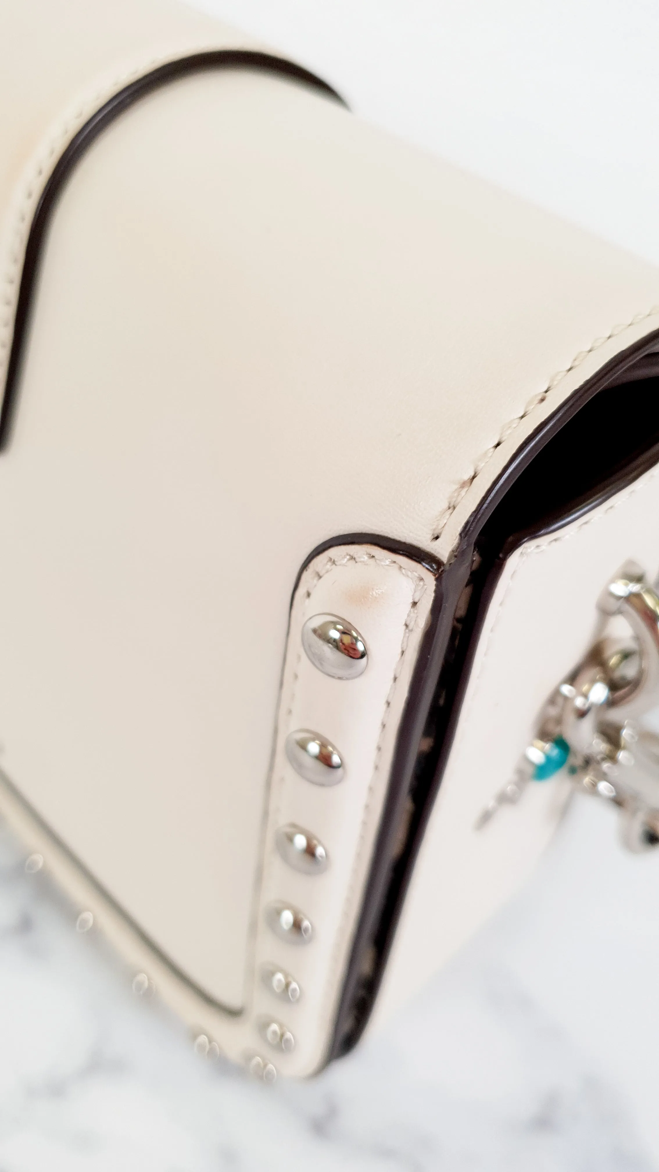 Coach Page Crossbody Bag in Chalk Smooth Leather With Western Rivets and Snakeskin - Handbag - Coach 86731