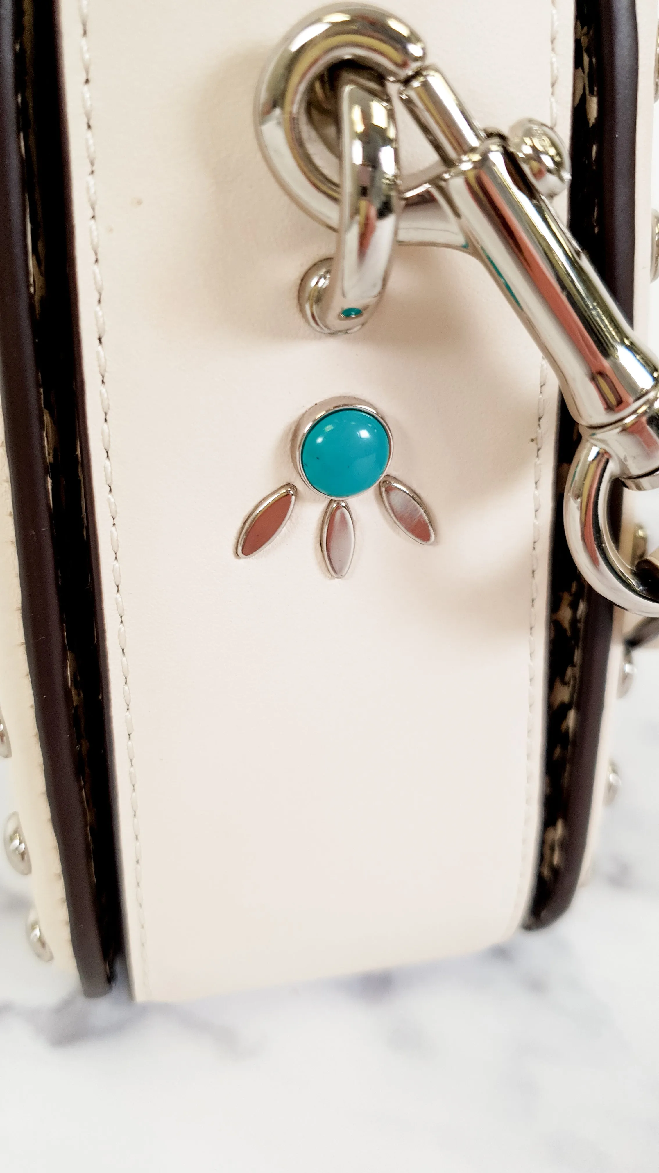 Coach Page Crossbody Bag in Chalk Smooth Leather With Western Rivets and Snakeskin - Handbag - Coach 86731
