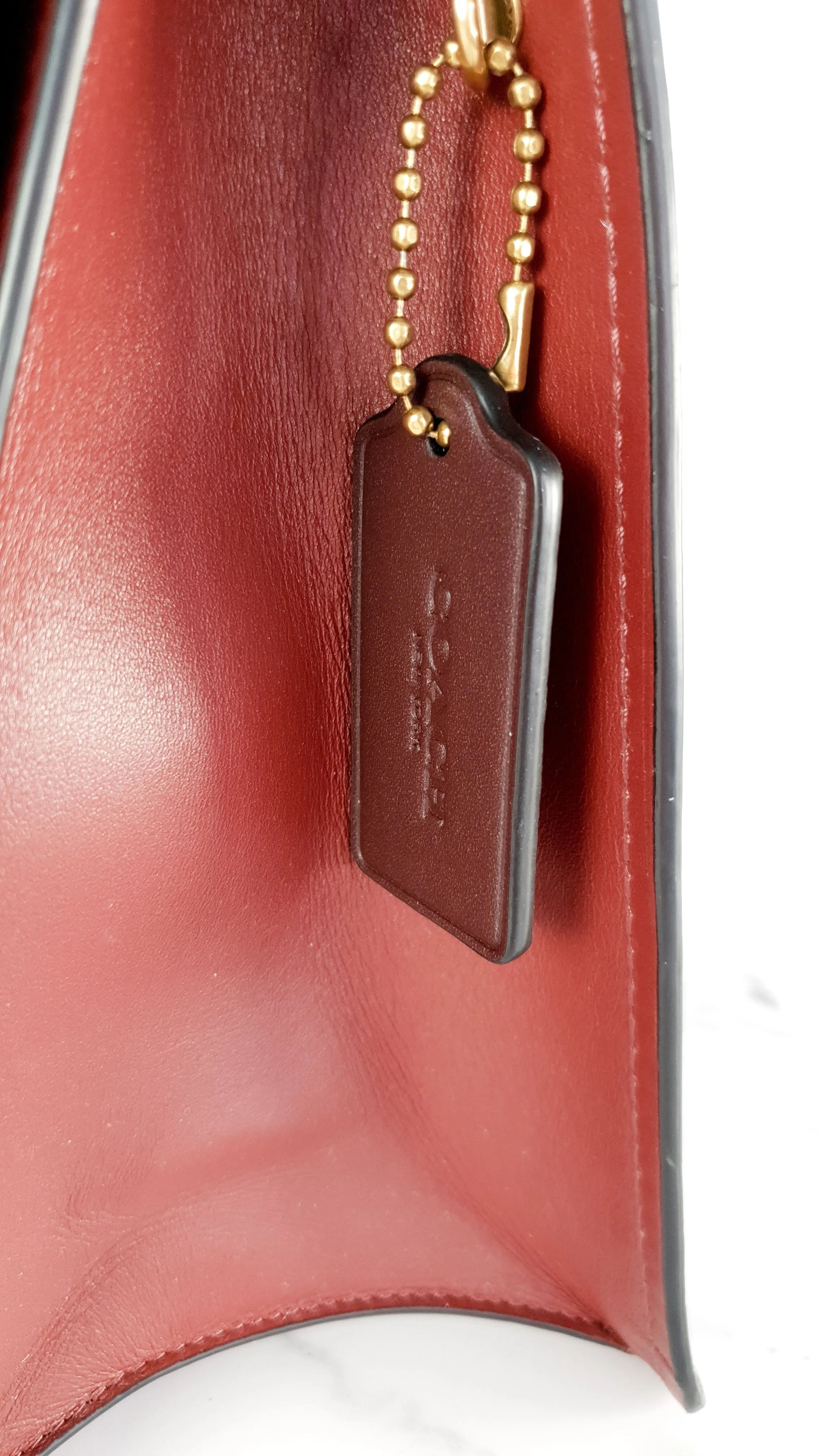 Coach Parker 32 Tophandle Carryall in Oxblood Burgundy Colorblock with Snakeskin Details - Handbag Exotic Crossbody Bag Coach 73969