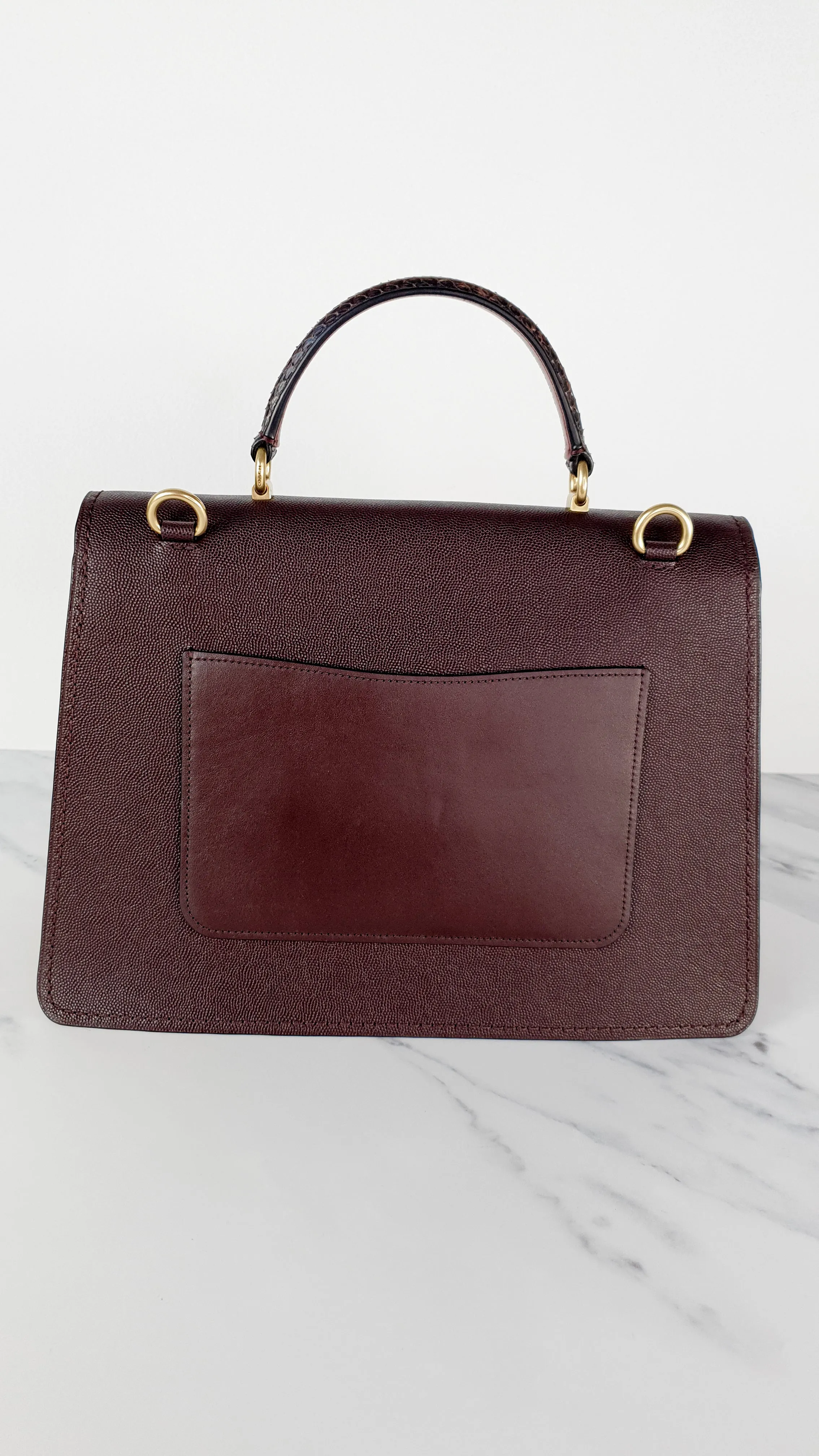Coach Parker 32 Tophandle Carryall in Oxblood Burgundy Colorblock with Snakeskin Details - Handbag Exotic Crossbody Bag Coach 73969