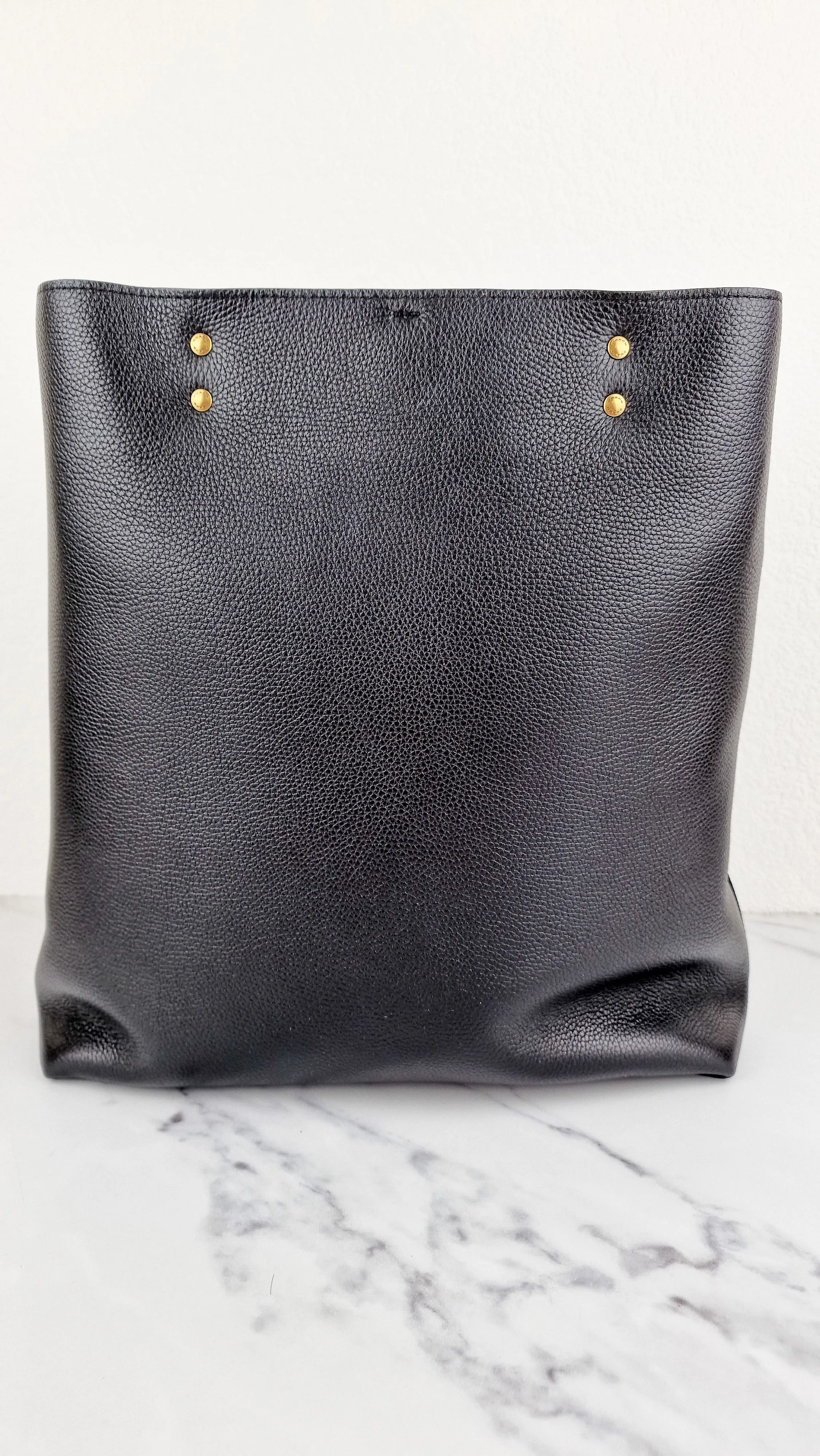 Coach Plaza Tote Bag in Black Pebble Leather with Brass Hardware & Coach C Charm - Coach 88341