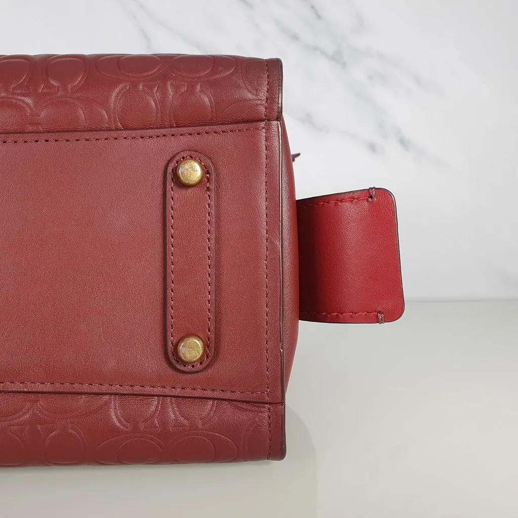 Coach Rogue 25 in Burgundy Signature Embossed Leather with Floral Bow Lining
