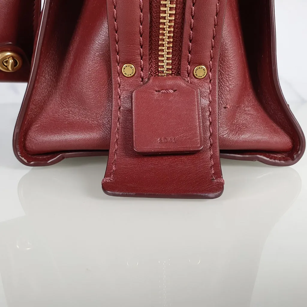 Coach Rogue 25 in Burgundy Signature Embossed Leather with Floral Bow Lining