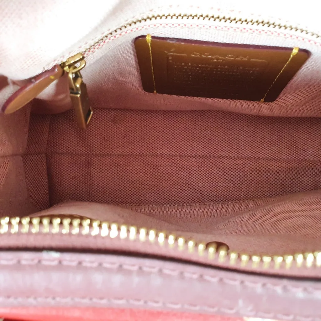 Coach Rogue 25 in Burgundy Signature Embossed Leather with Floral Bow Lining