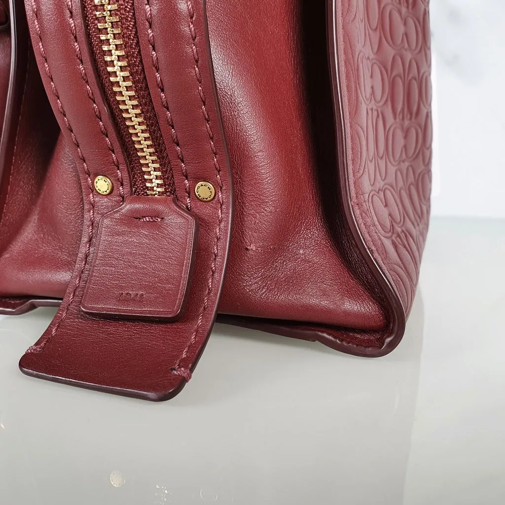 Coach Rogue 25 in Burgundy Signature Embossed Leather with Floral Bow Lining