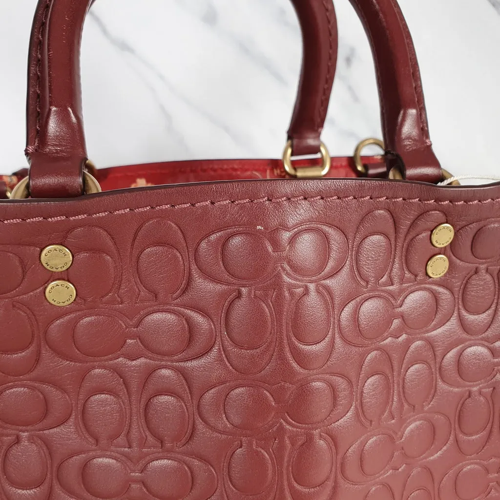 Coach Rogue 25 in Burgundy Signature Embossed Leather with Floral Bow Lining