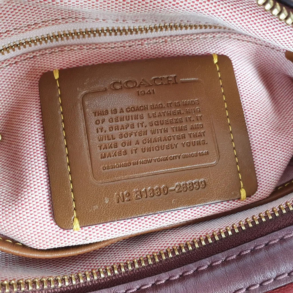 Coach Rogue 25 in Burgundy Signature Embossed Leather with Floral Bow Lining