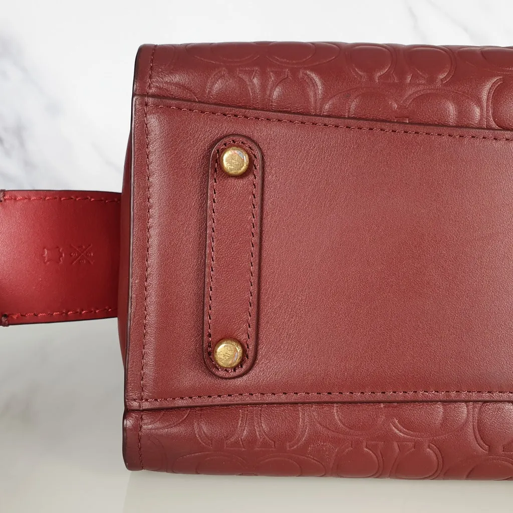 Coach Rogue 25 in Burgundy Signature Embossed Leather with Floral Bow Lining