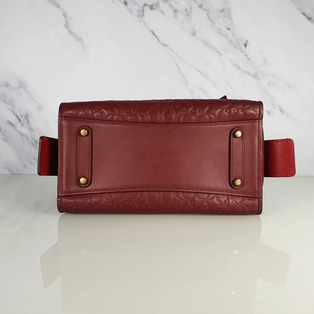 Coach Rogue 25 in Burgundy Signature Embossed Leather with Floral Bow Lining