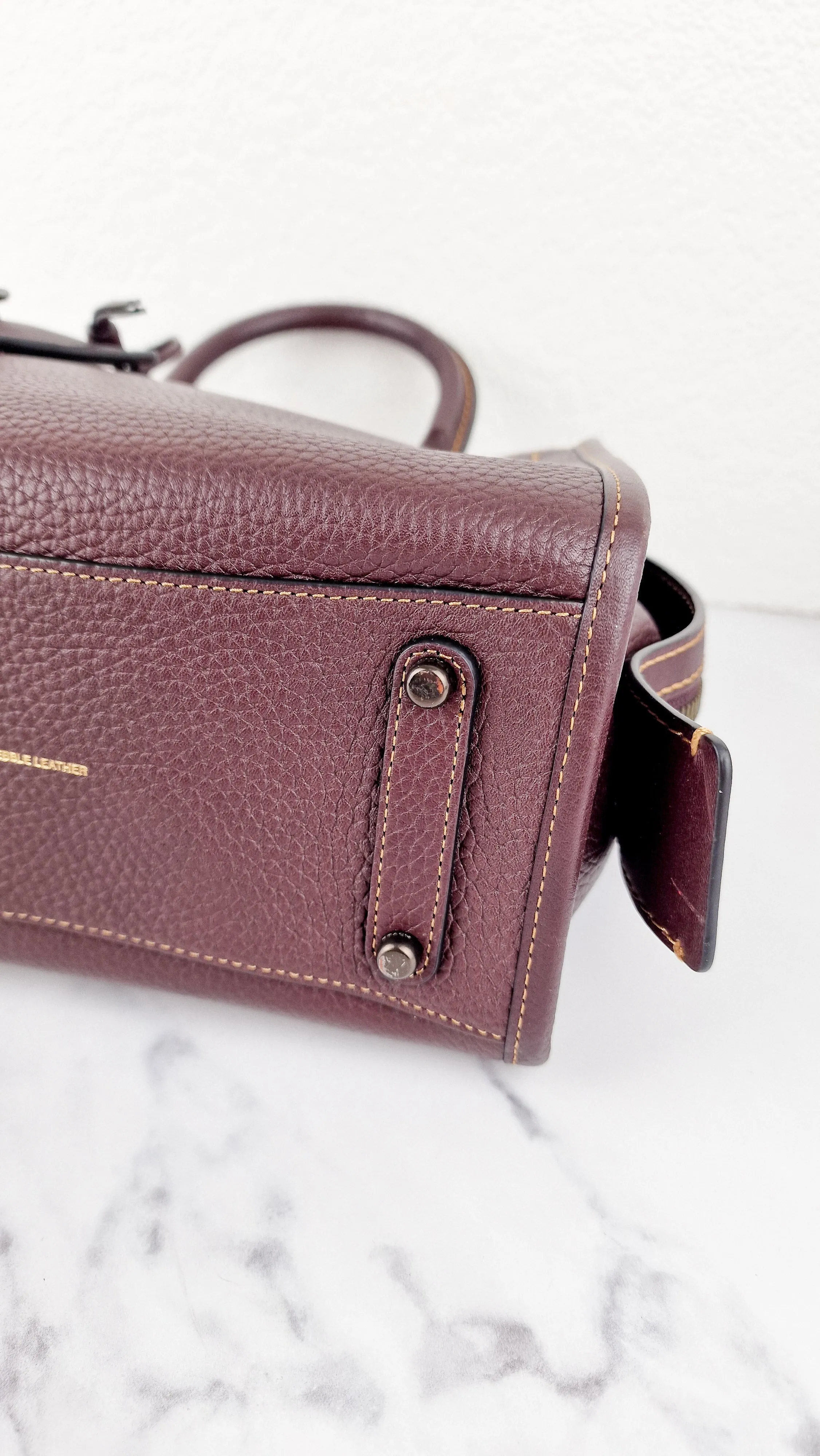 Coach Rogue 25 in Oxblood Pebble Leather with Red Suede Lining Coach 54536