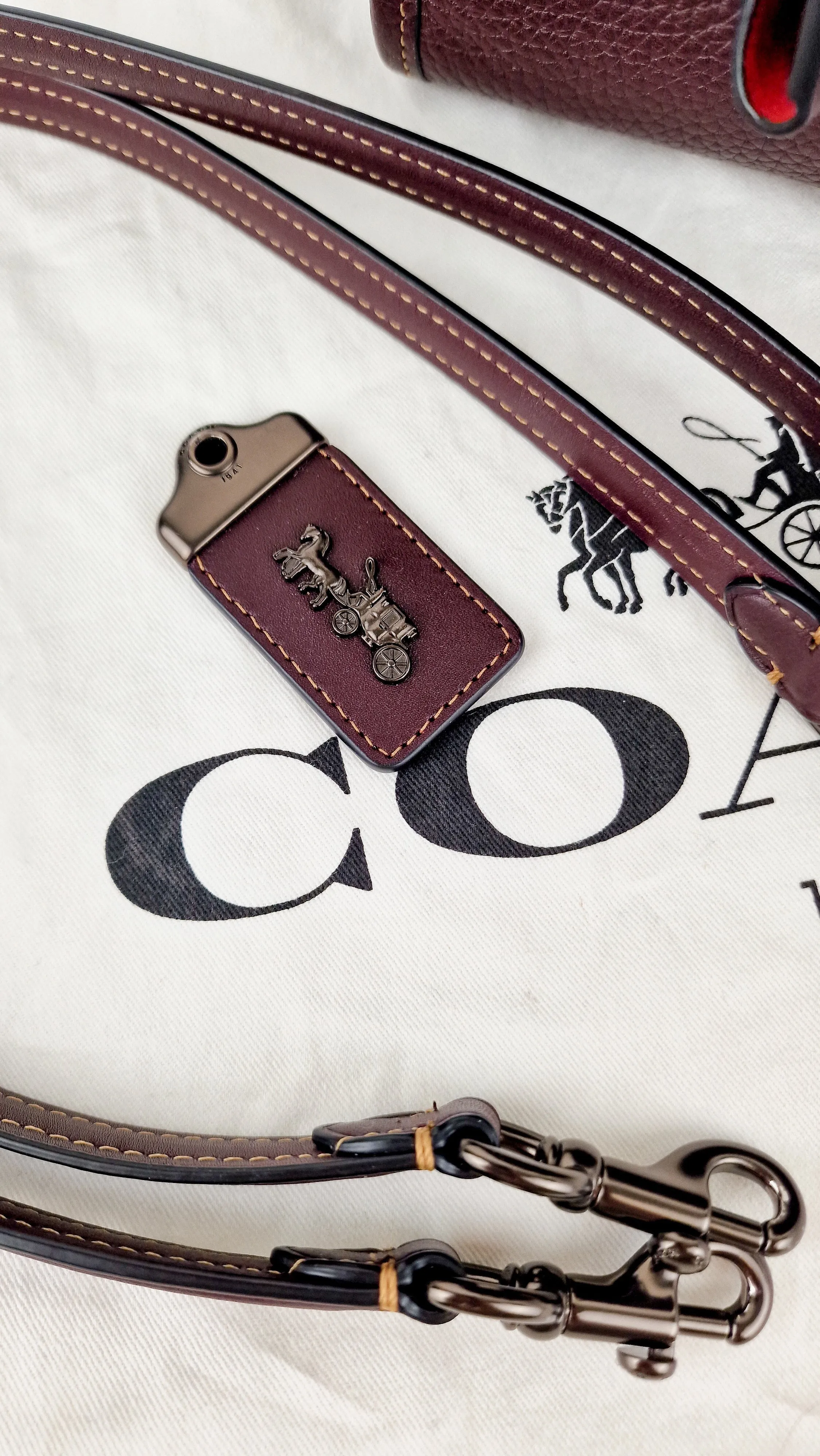 Coach Rogue 25 in Oxblood Pebble Leather with Red Suede Lining Coach 54536