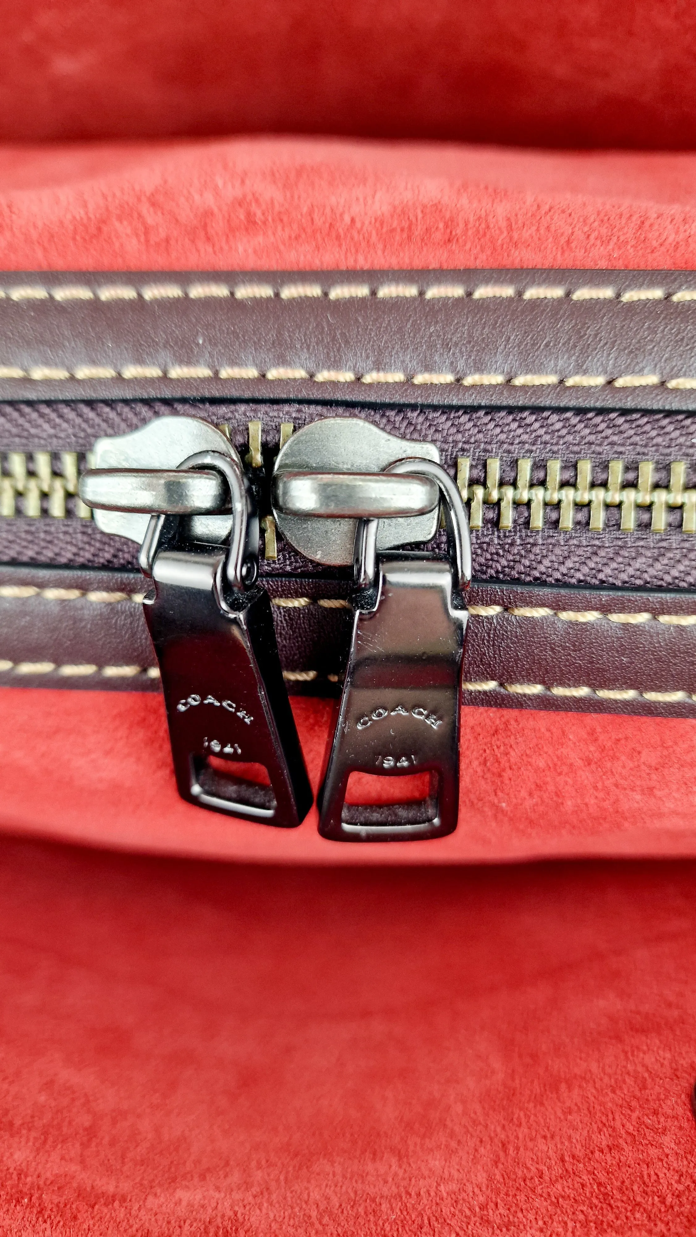 Coach Rogue 25 in Oxblood Pebble Leather with Red Suede Lining Coach 54536
