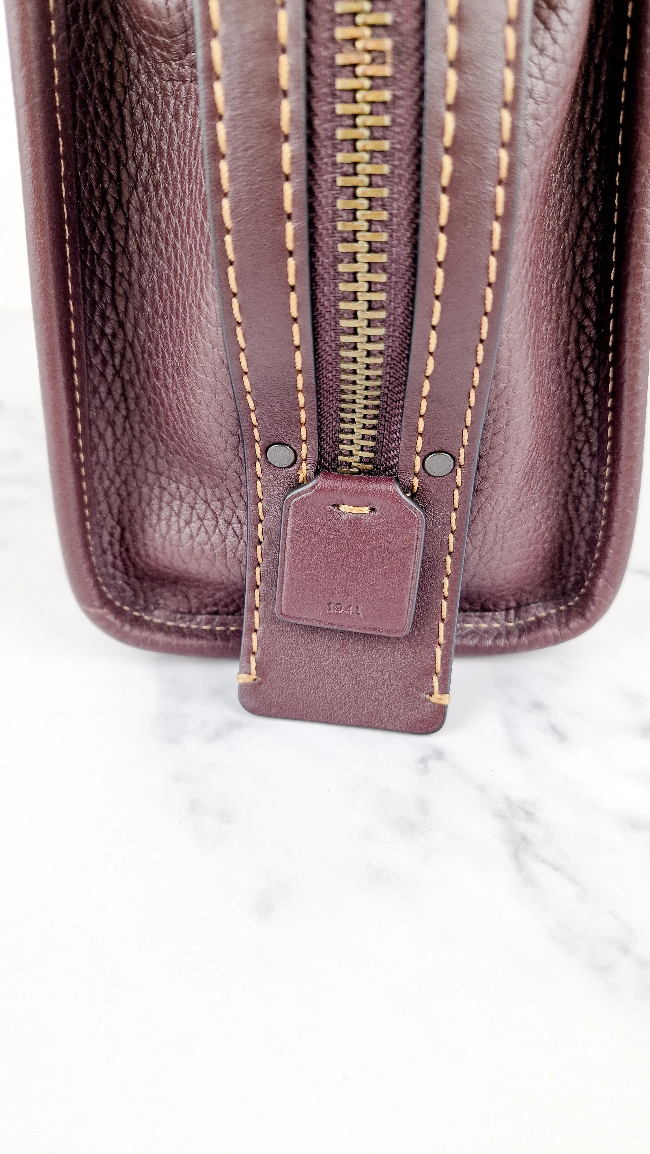 Coach Rogue 25 in Oxblood Pebble Leather with Red Suede Lining Coach 54536