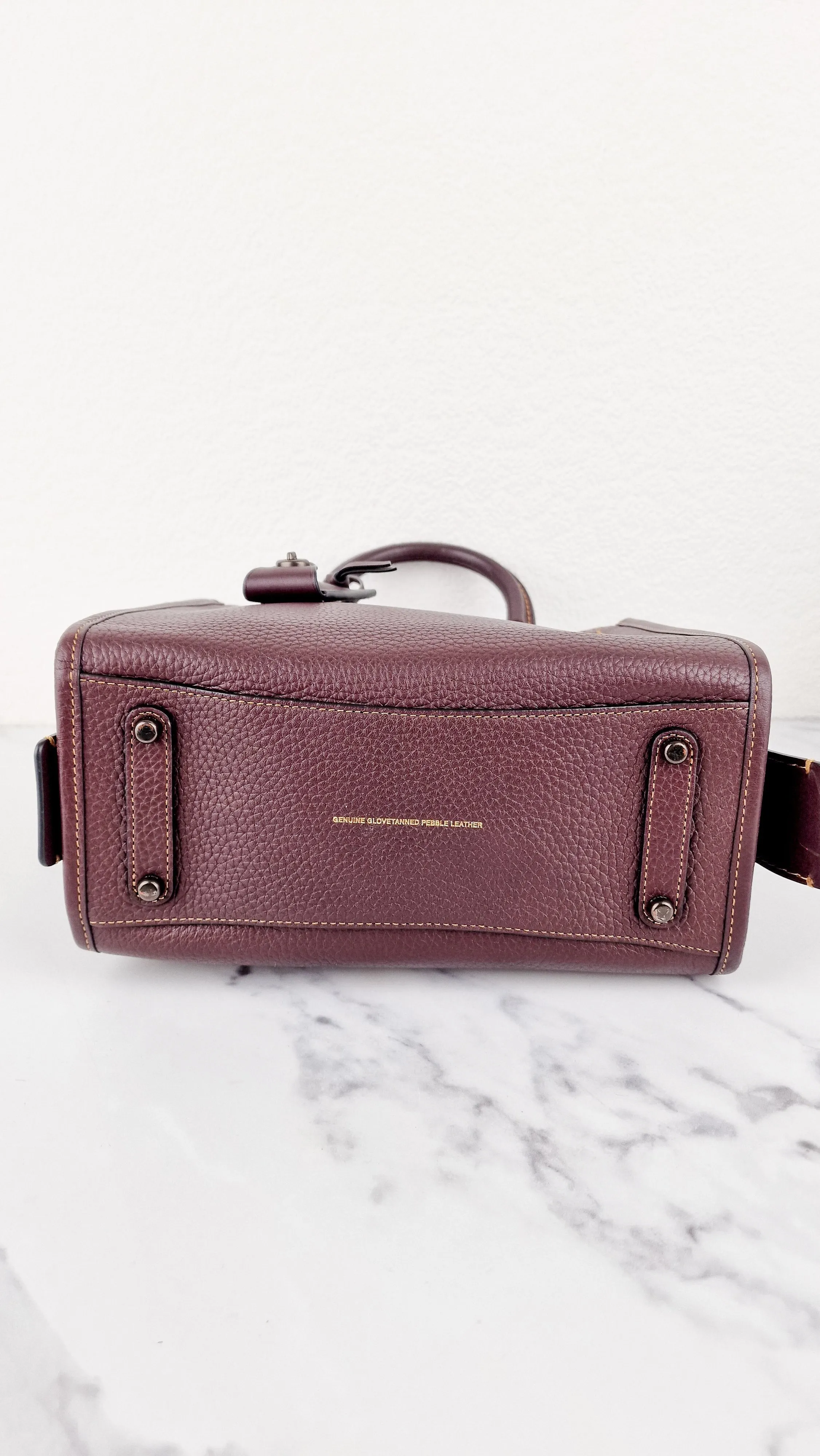 Coach Rogue 25 in Oxblood Pebble Leather with Red Suede Lining Coach 54536