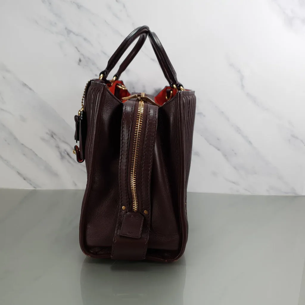 Coach Rogue 31 in Oxblood Quilted Nappa Leather Chevrons with Studs & Red Suede - SAMPLE BAG