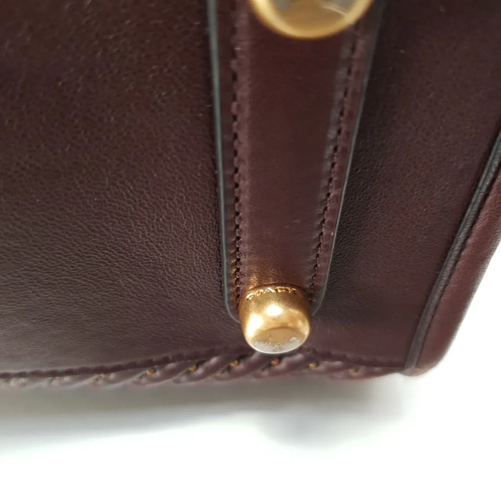 Coach Rogue 31 in Oxblood Quilted Nappa Leather Chevrons with Studs & Red Suede - SAMPLE BAG