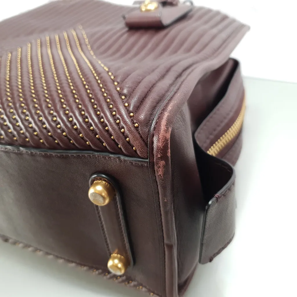 Coach Rogue 31 in Oxblood Quilted Nappa Leather Chevrons with Studs & Red Suede - SAMPLE BAG