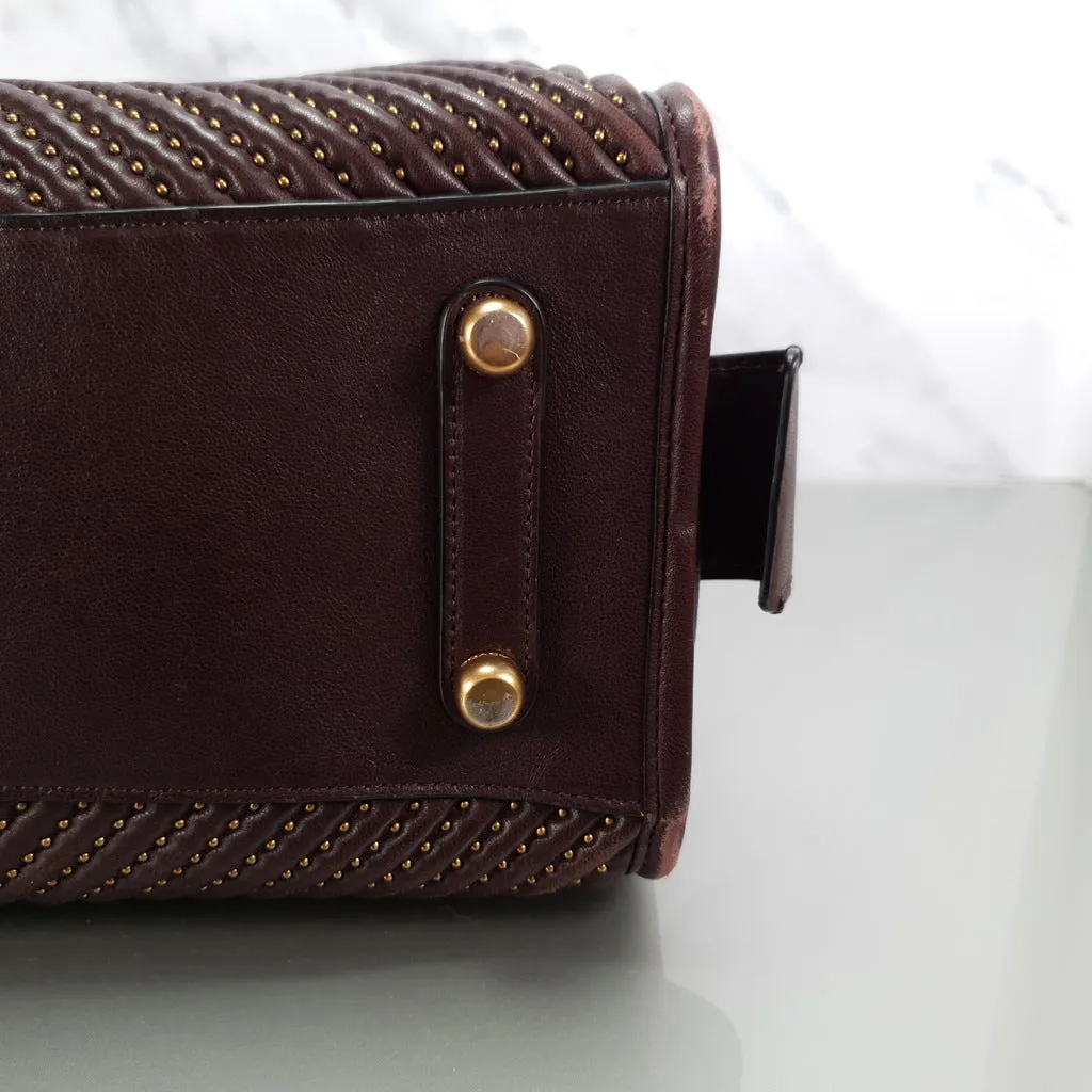 Coach Rogue 31 in Oxblood Quilted Nappa Leather Chevrons with Studs & Red Suede - SAMPLE BAG