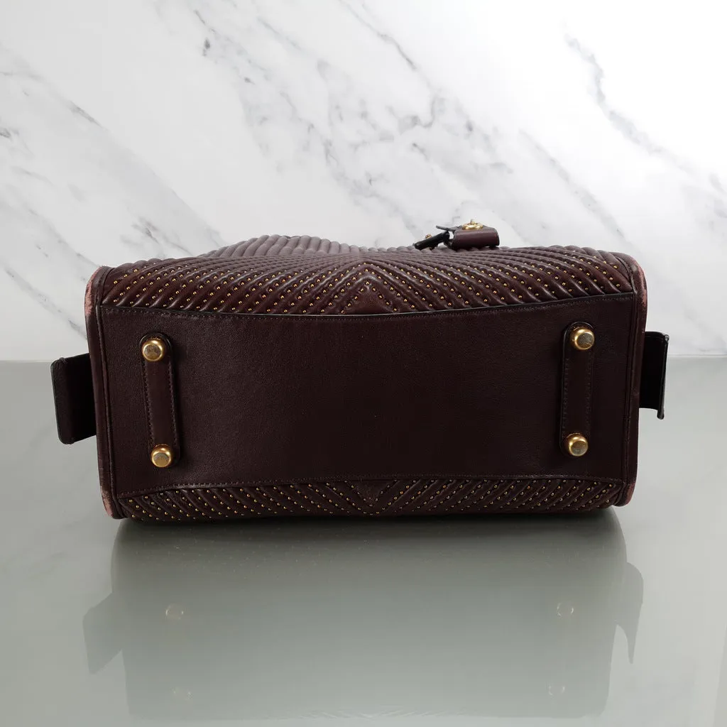 Coach Rogue 31 in Oxblood Quilted Nappa Leather Chevrons with Studs & Red Suede - SAMPLE BAG