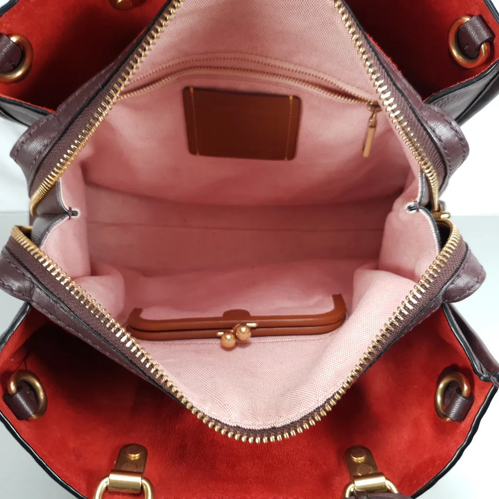 Coach Rogue 31 in Oxblood Quilted Nappa Leather Chevrons with Studs & Red Suede - SAMPLE BAG