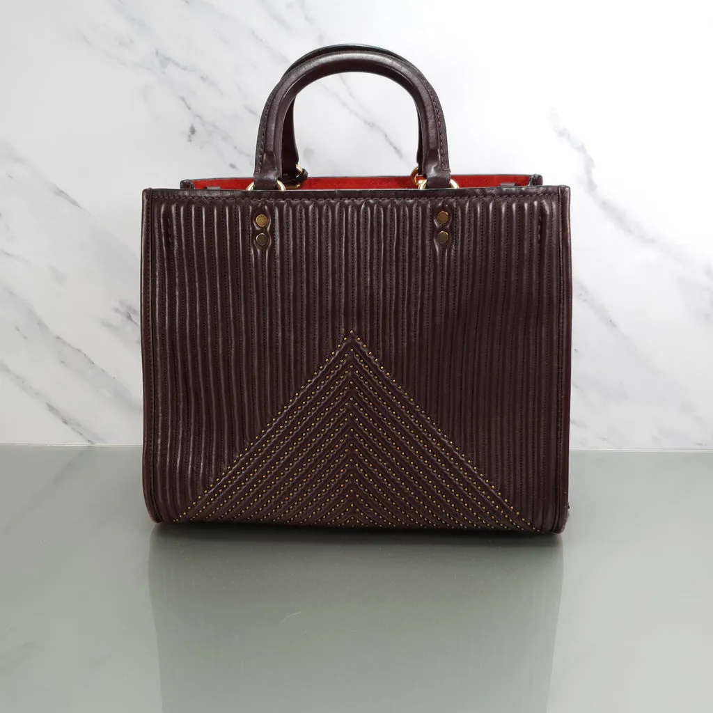 Coach Rogue 31 in Oxblood Quilted Nappa Leather Chevrons with Studs & Red Suede - SAMPLE BAG