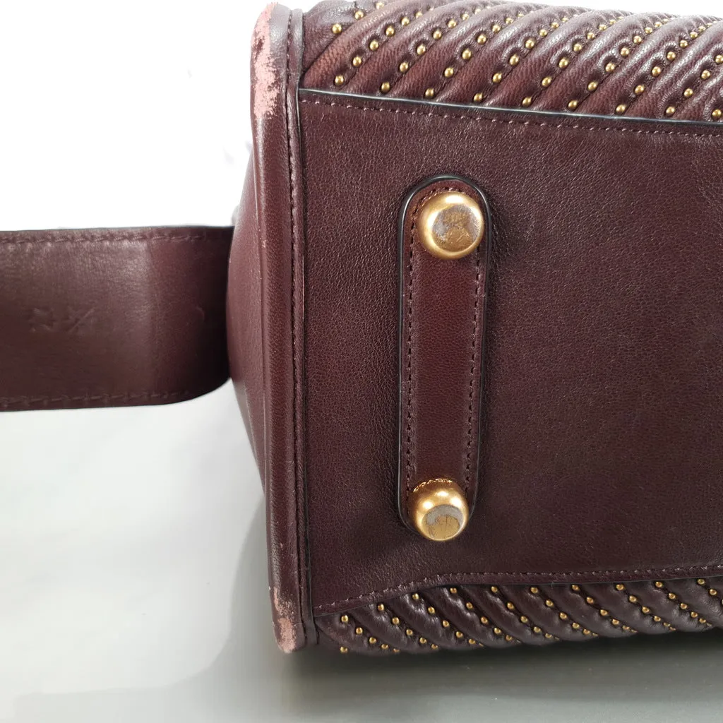 Coach Rogue 31 in Oxblood Quilted Nappa Leather Chevrons with Studs & Red Suede - SAMPLE BAG