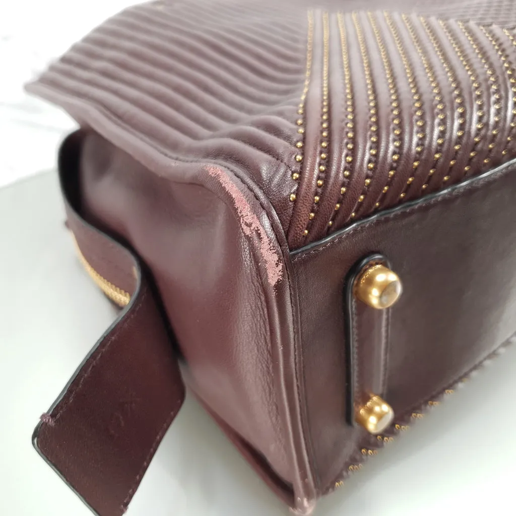 Coach Rogue 31 in Oxblood Quilted Nappa Leather Chevrons with Studs & Red Suede - SAMPLE BAG
