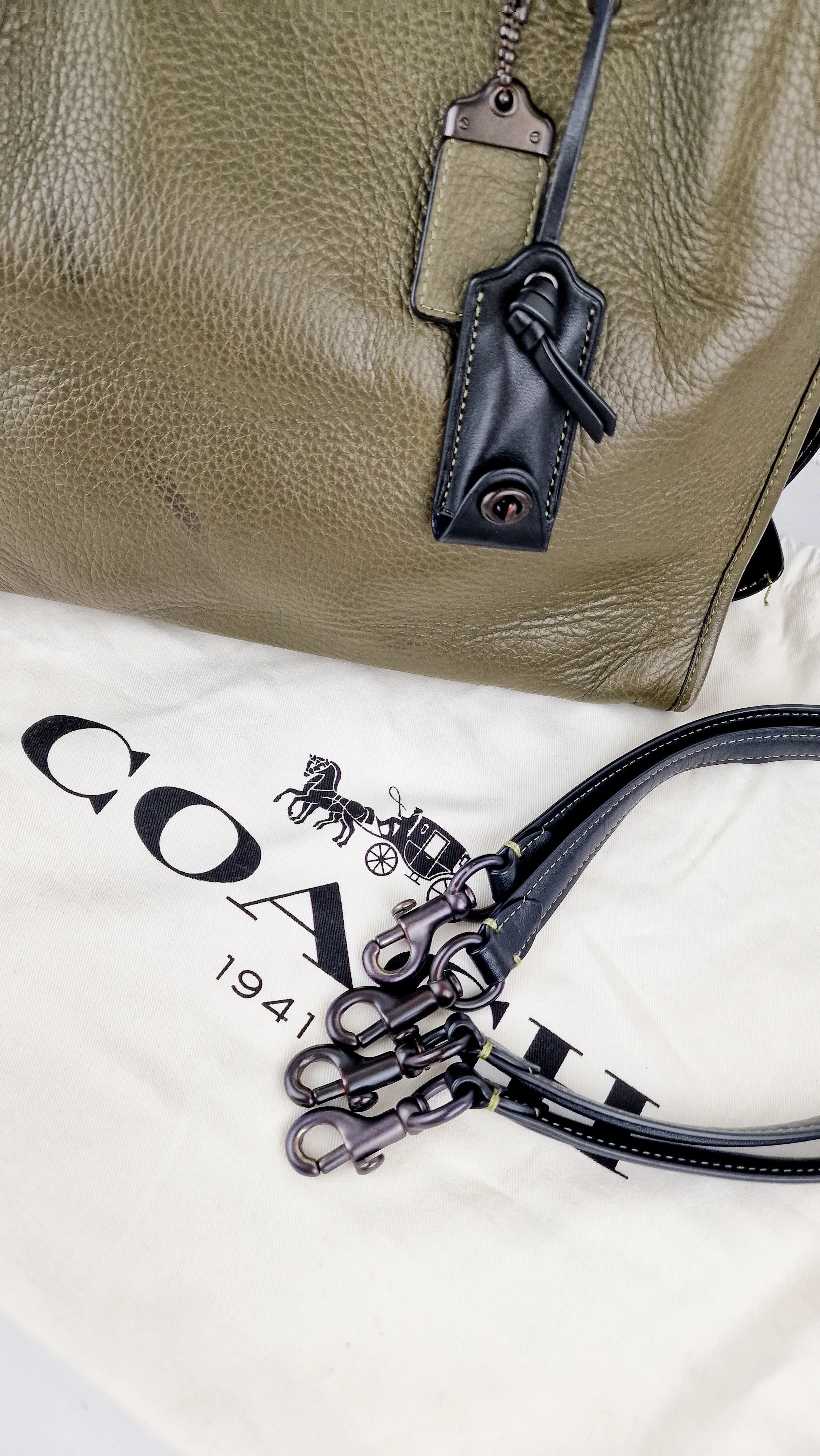 Coach Rogue 31 Olive Army Green With Black Details Handbag Colorblock Coach 38124