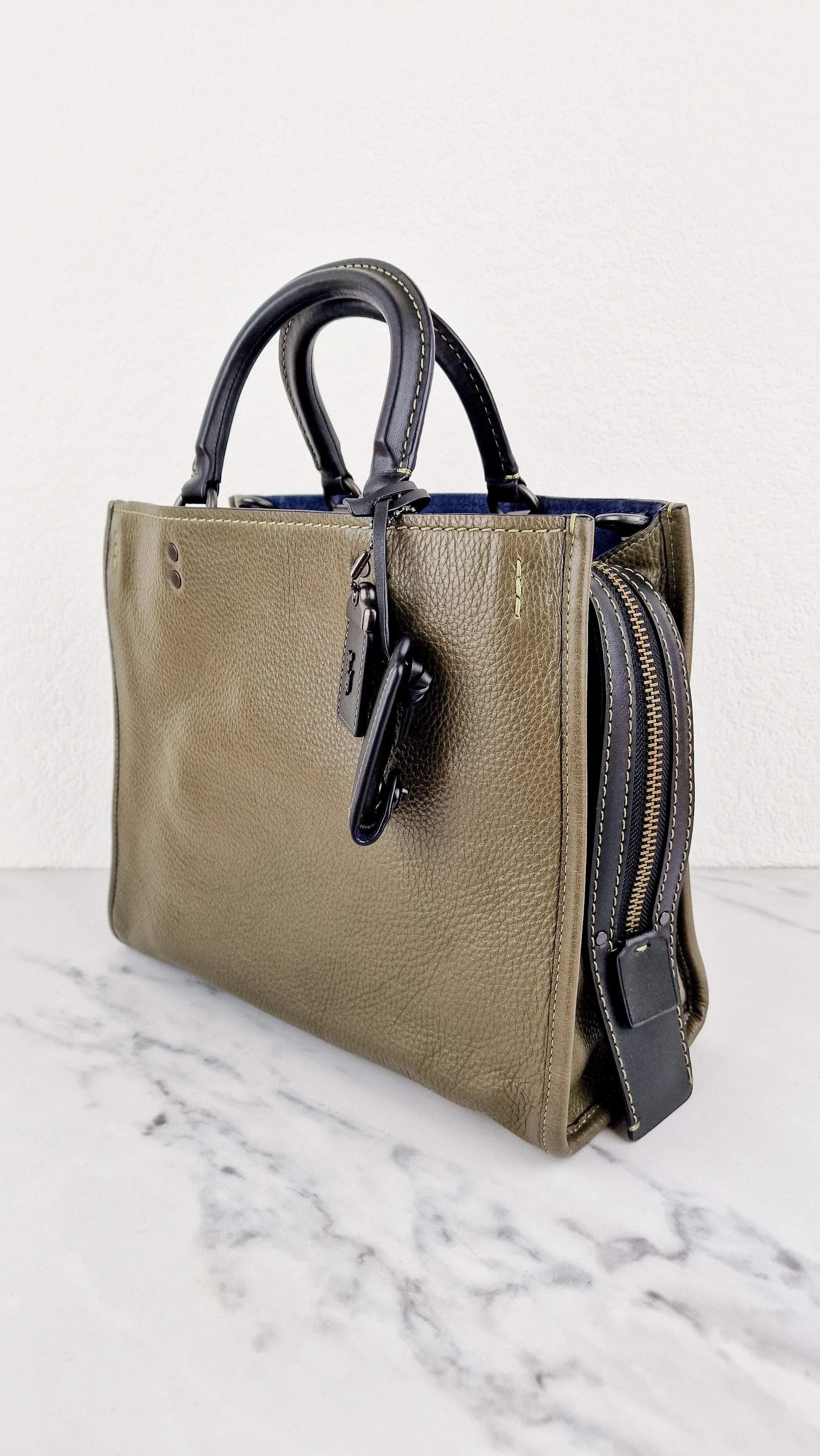 Coach Rogue 31 Olive Army Green With Black Details Handbag Colorblock Dark Green - Coach 38124