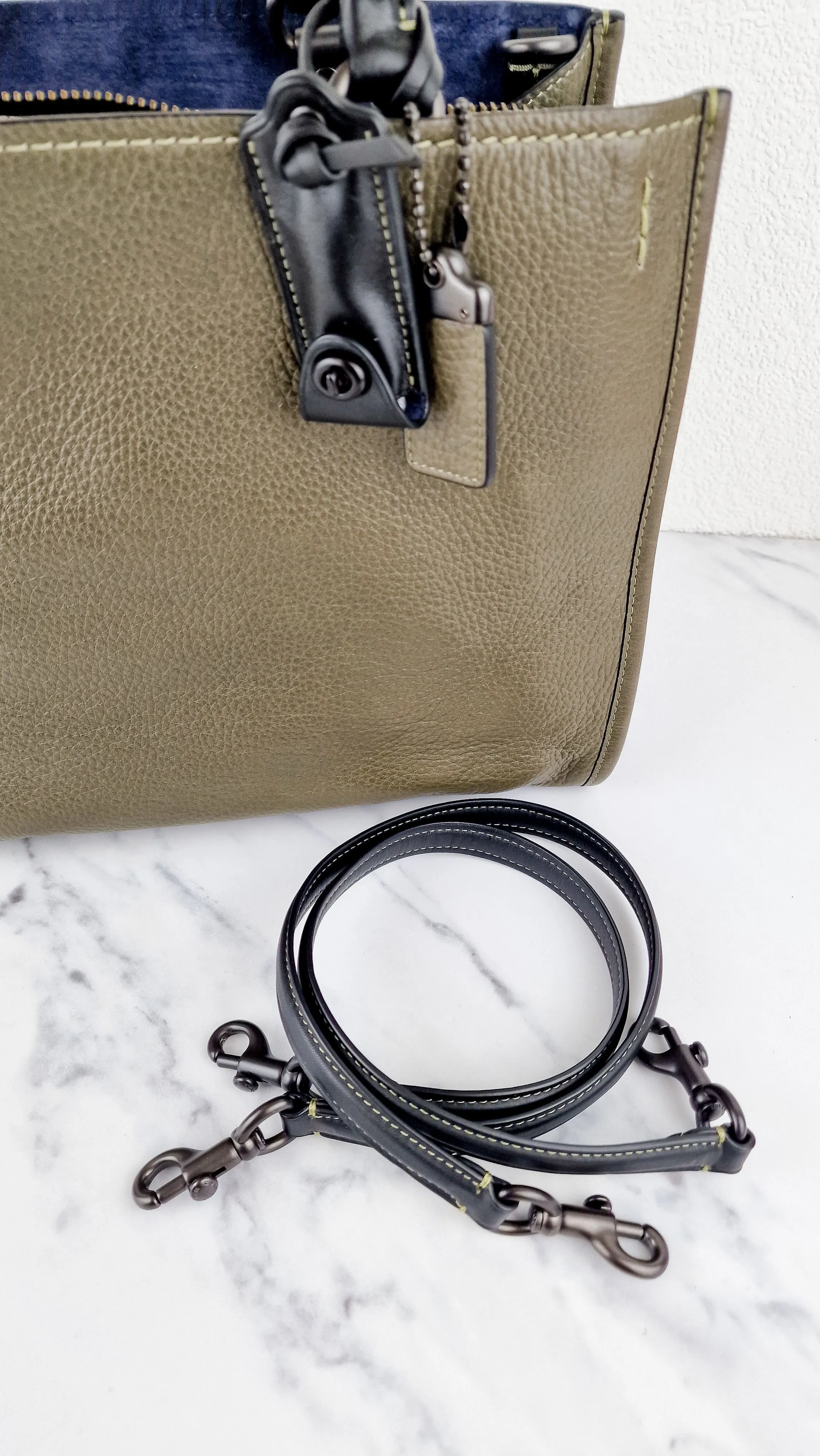 Coach Rogue 31 Olive Army Green With Black Details Handbag Colorblock Dark Green - Coach 38124
