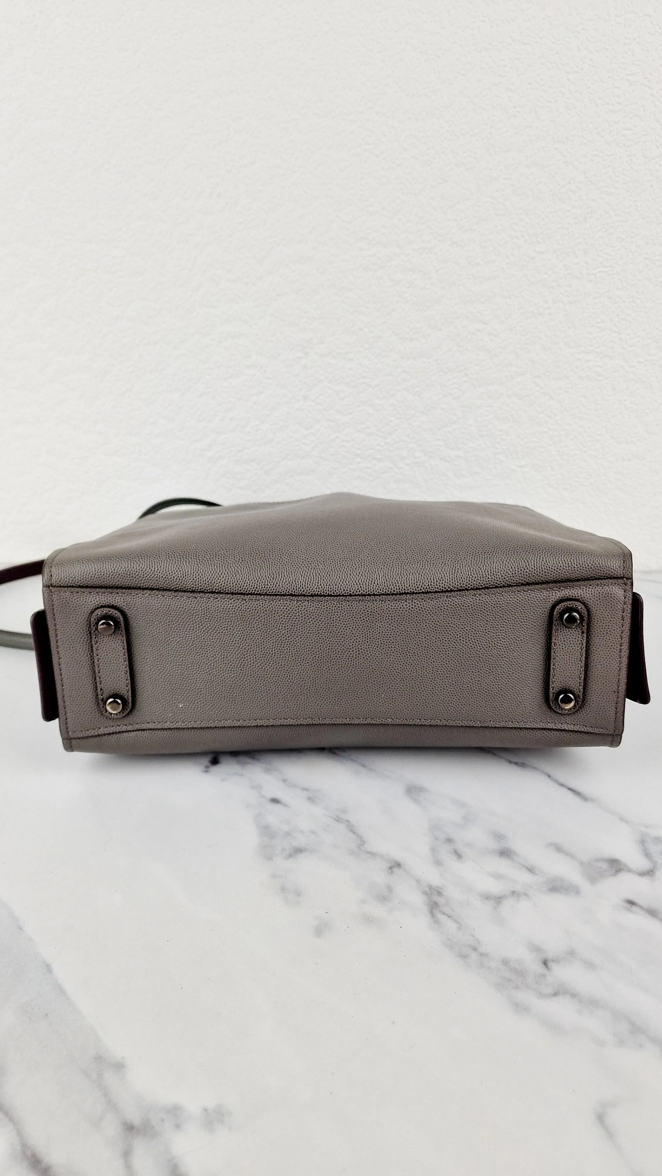 Coach Rogue Shoulder Bag in Grey Grain Leather with Oxblood Lining & C Chain - Coach 26829