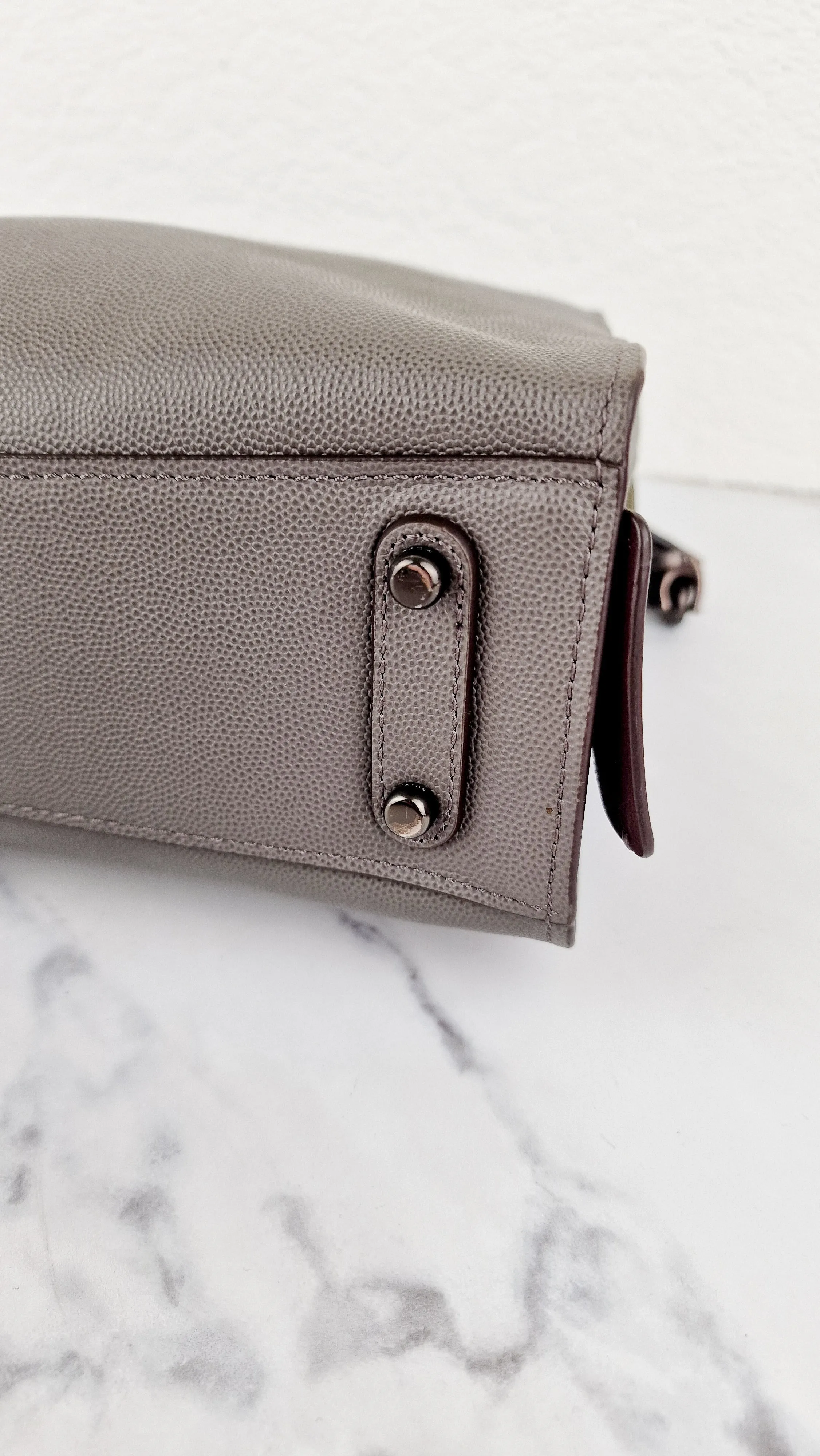 Coach Rogue Shoulder Bag in Grey Grain Leather with Oxblood Lining & C Chain - Coach 26829