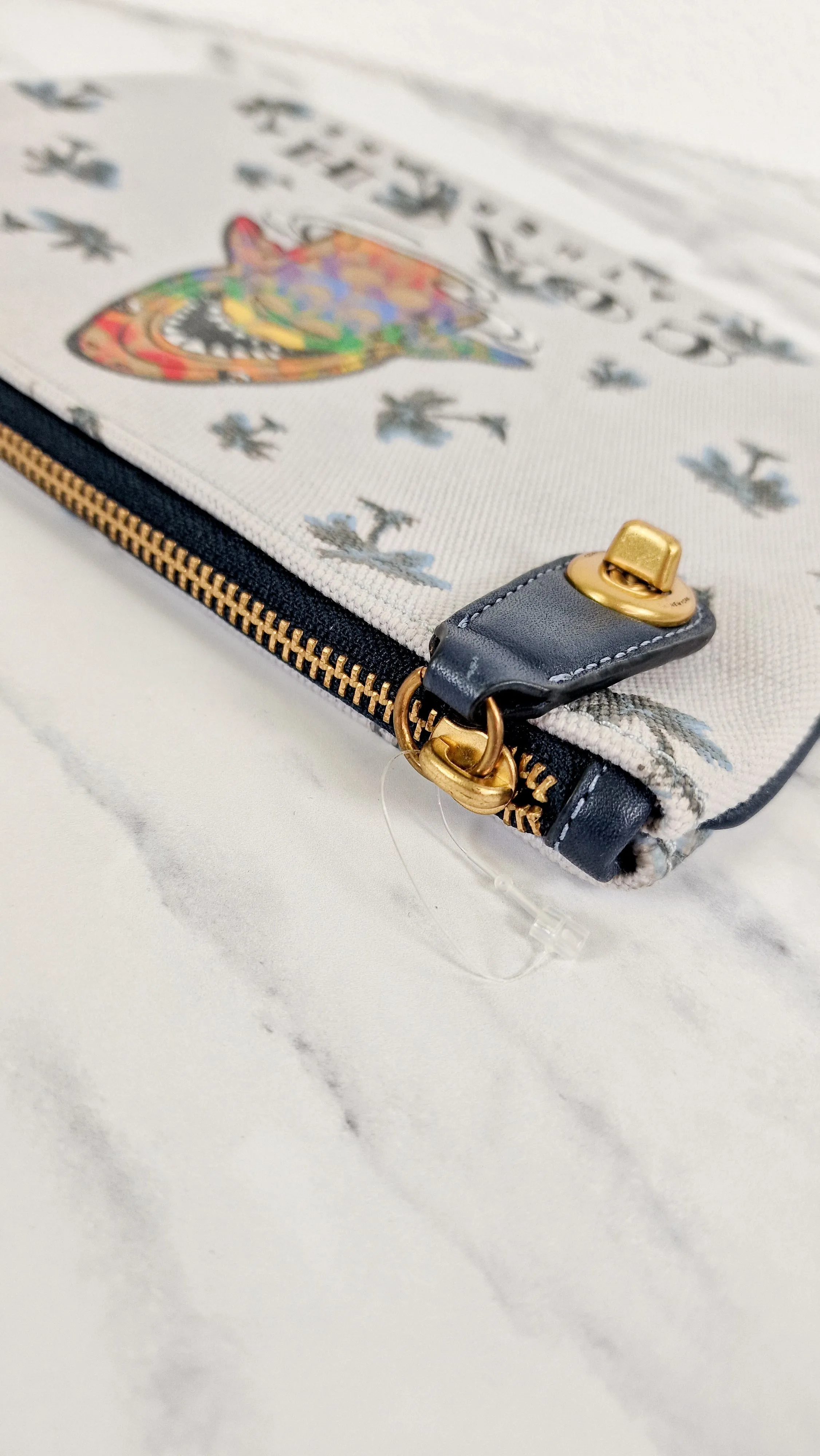 Coach Sharky Turnlock Pouch in Rainbow Signature on Palm Tree canvas Grey Clutch - 1367