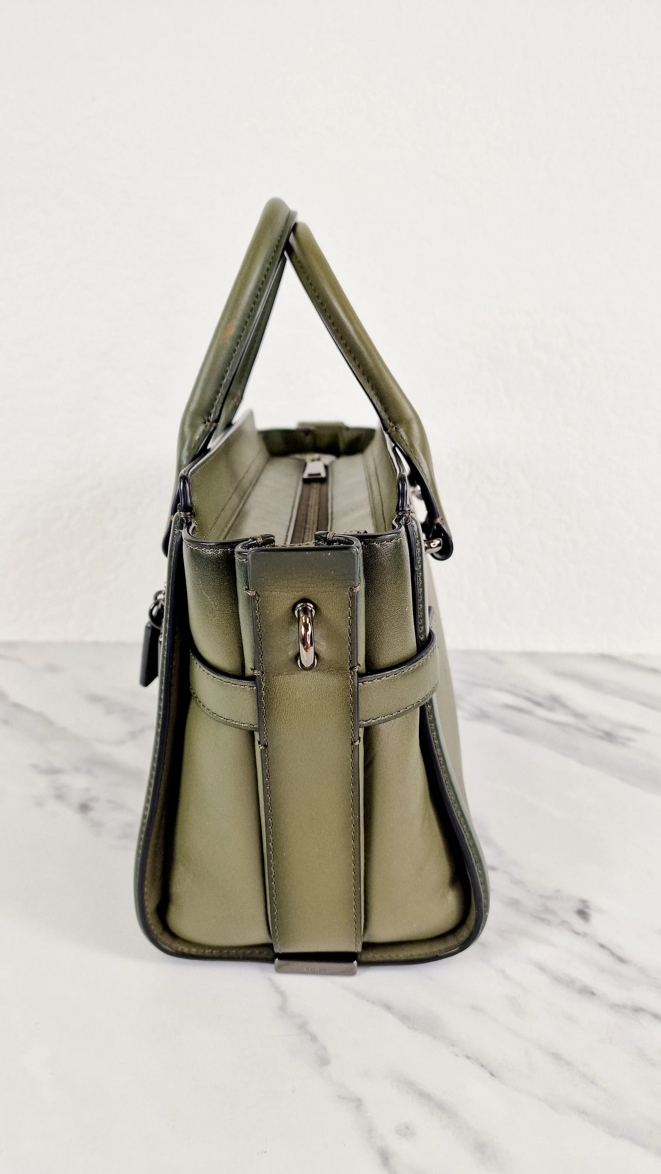 Coach Swagger 27 in Dark Green Burnished Leather - Handbag Shoulder Bag - Coach 38372